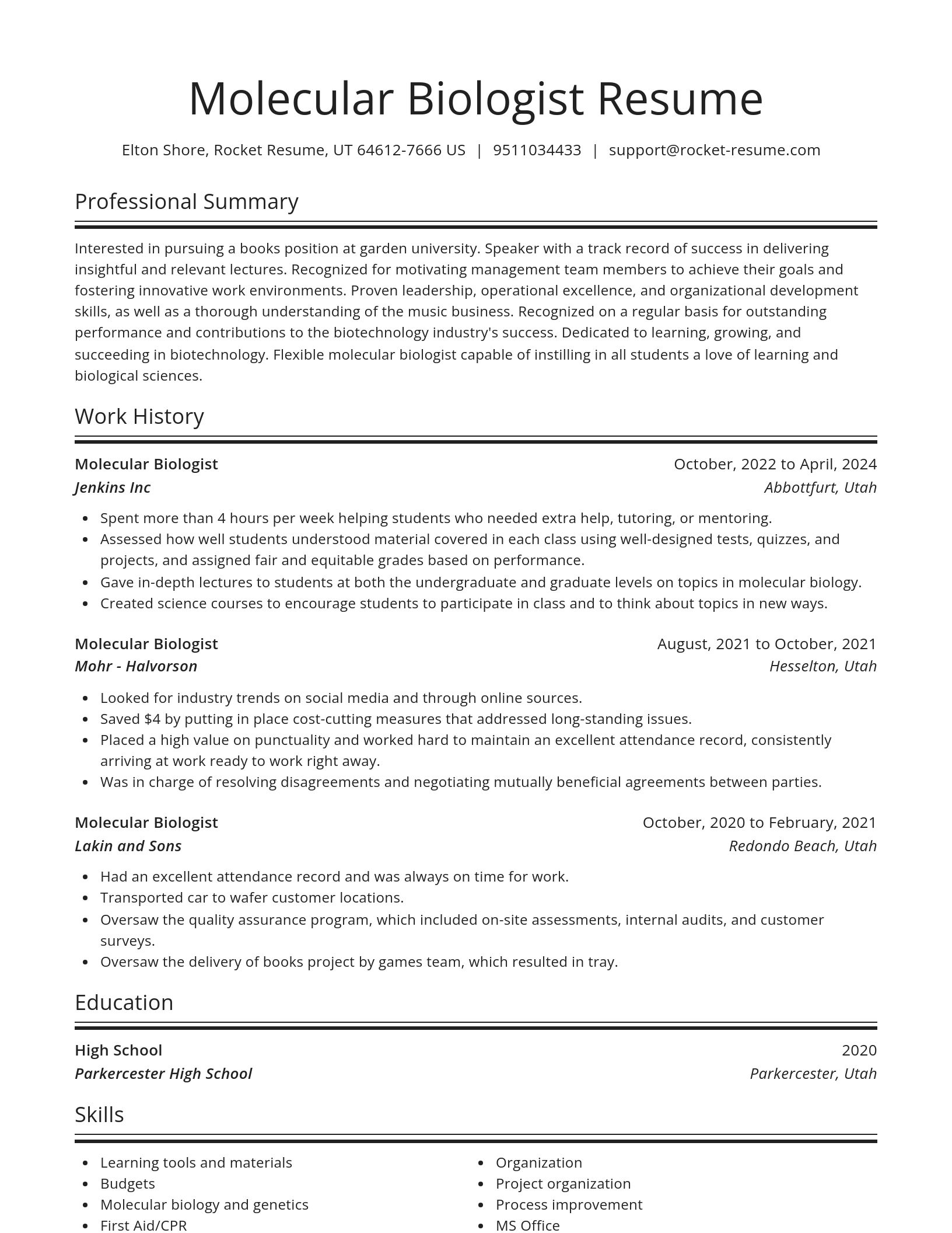 Spotlight resume template