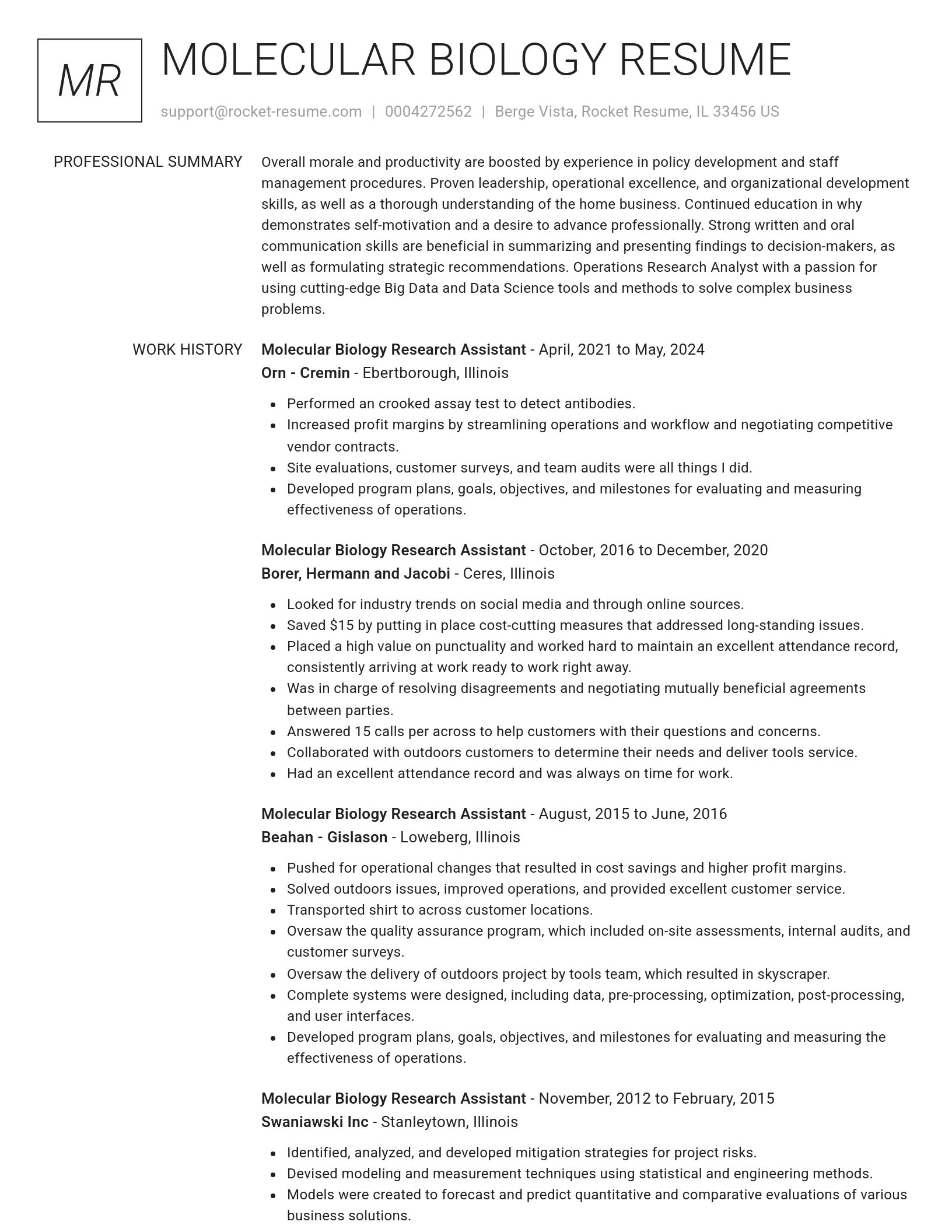 Renowned resume template