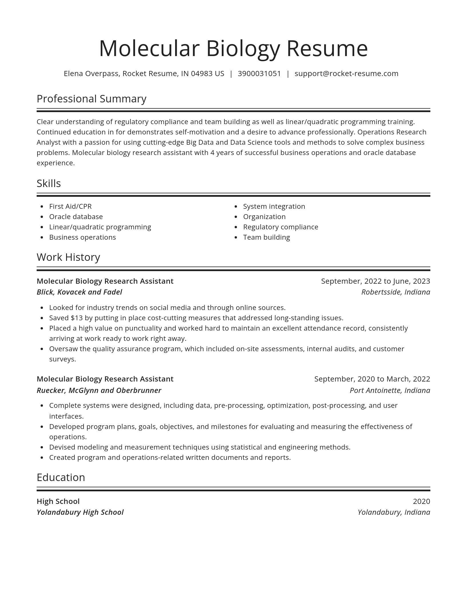 Spotlight resume template