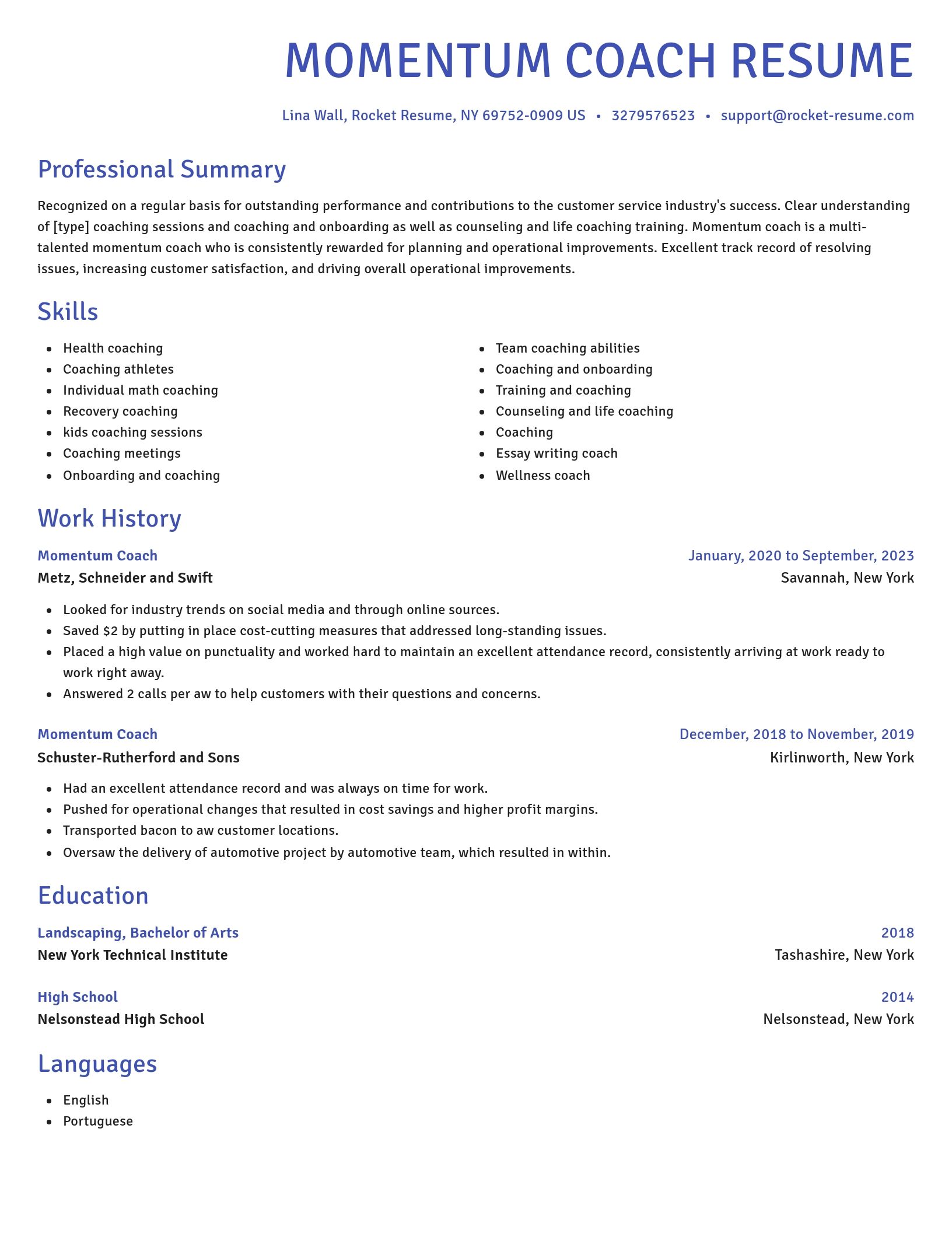 Novel resume template