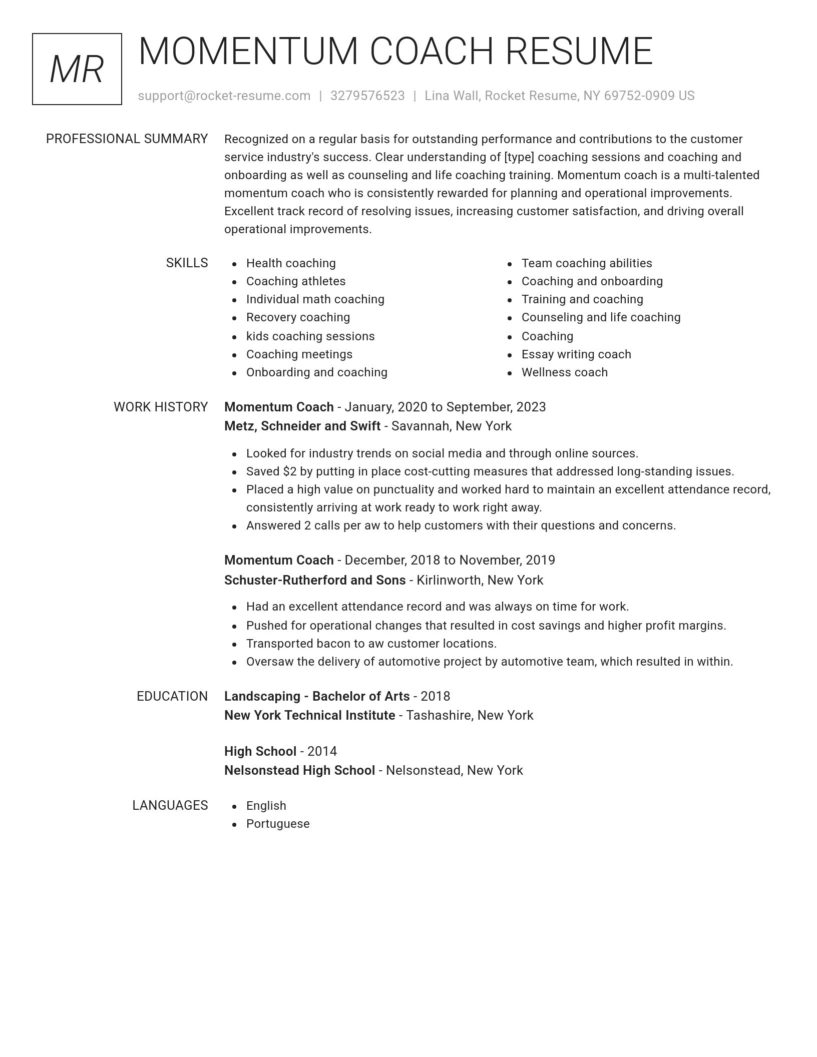 Renowned resume template
