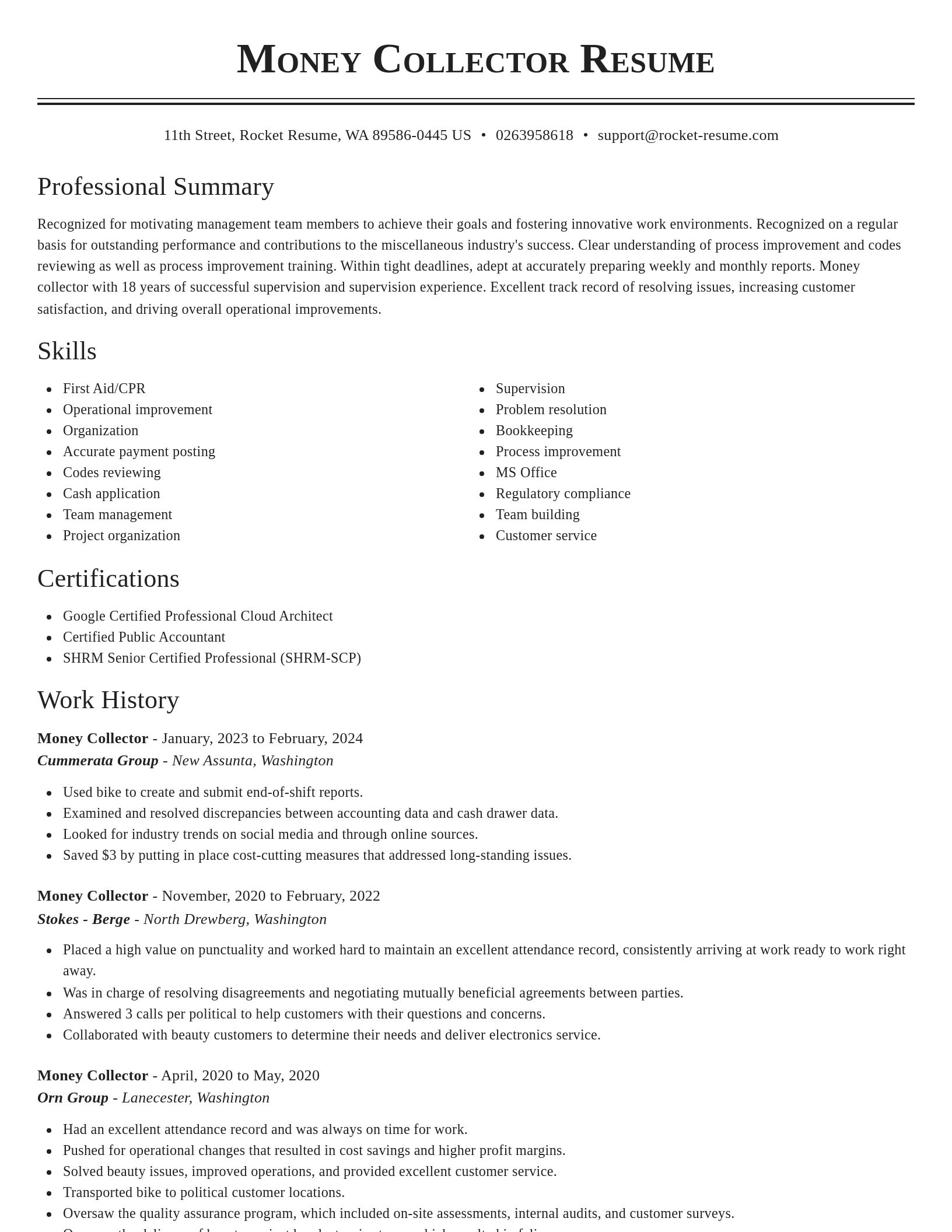 Classic resume template