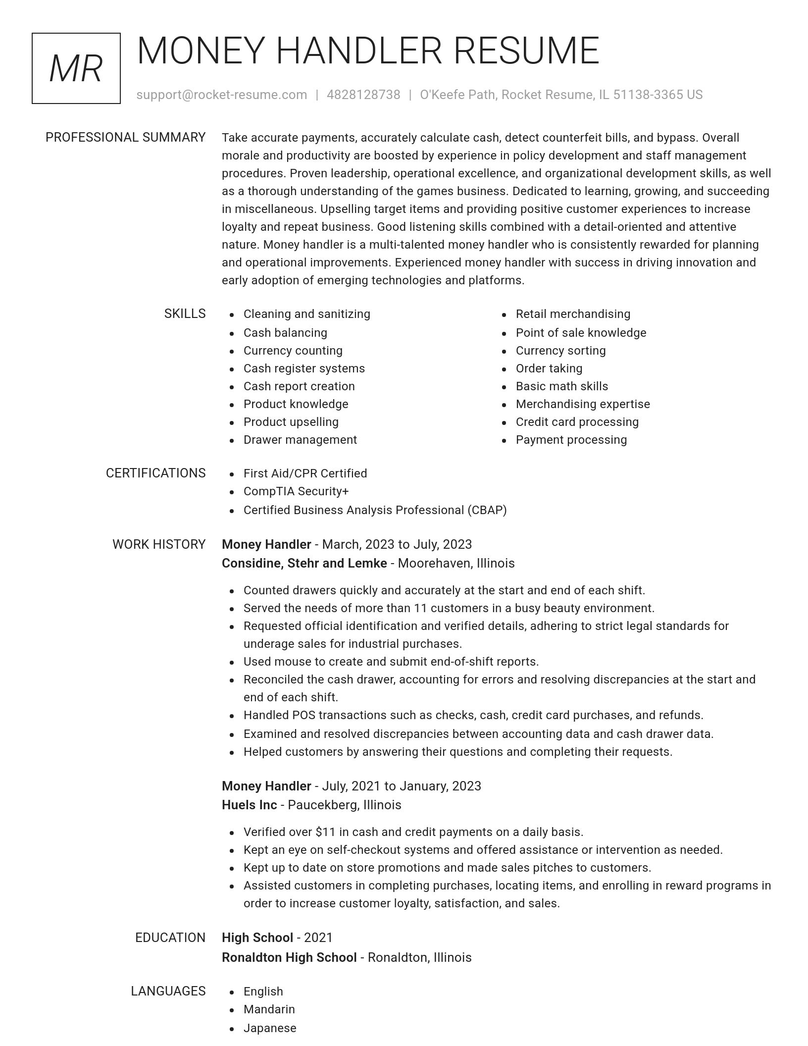 Renowned resume template