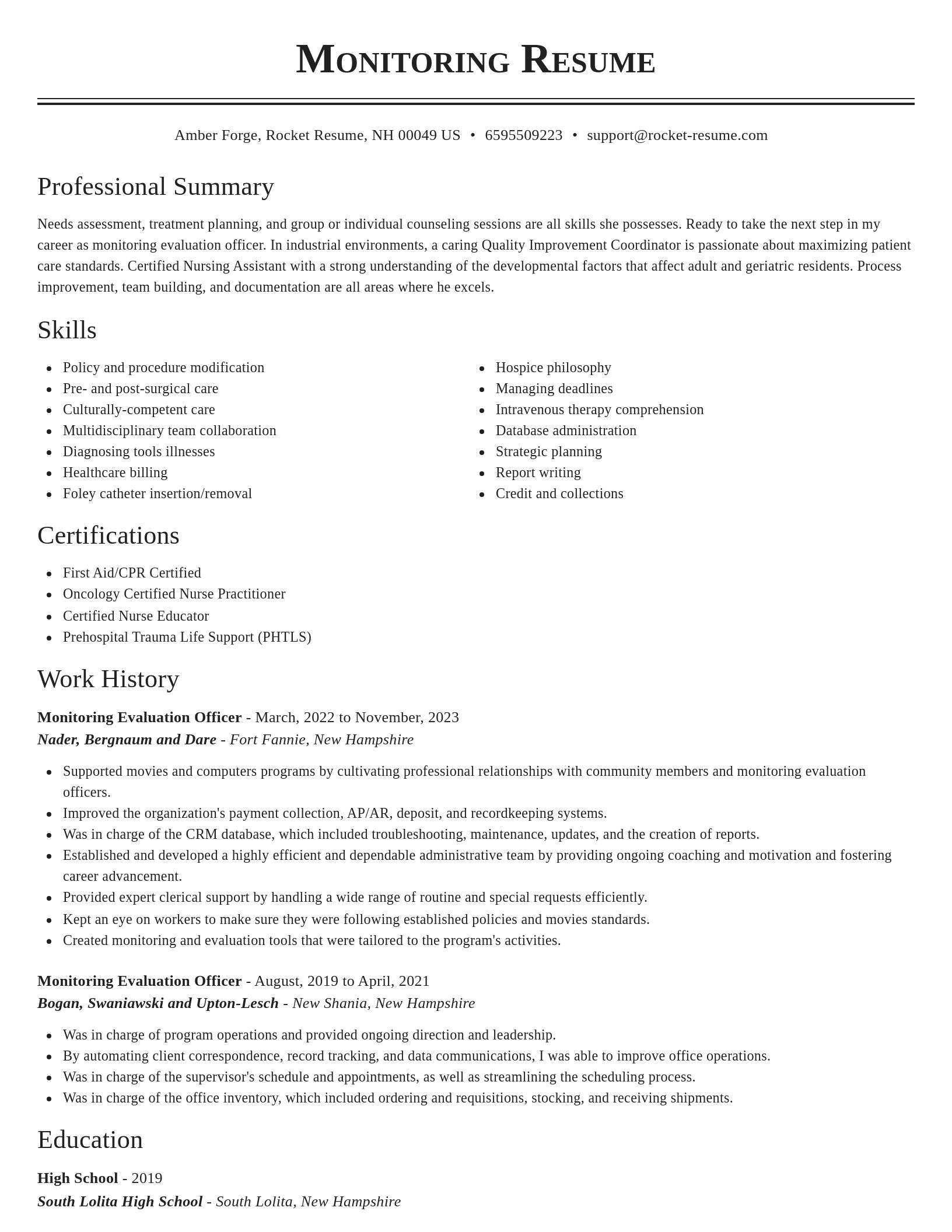 Classic resume template