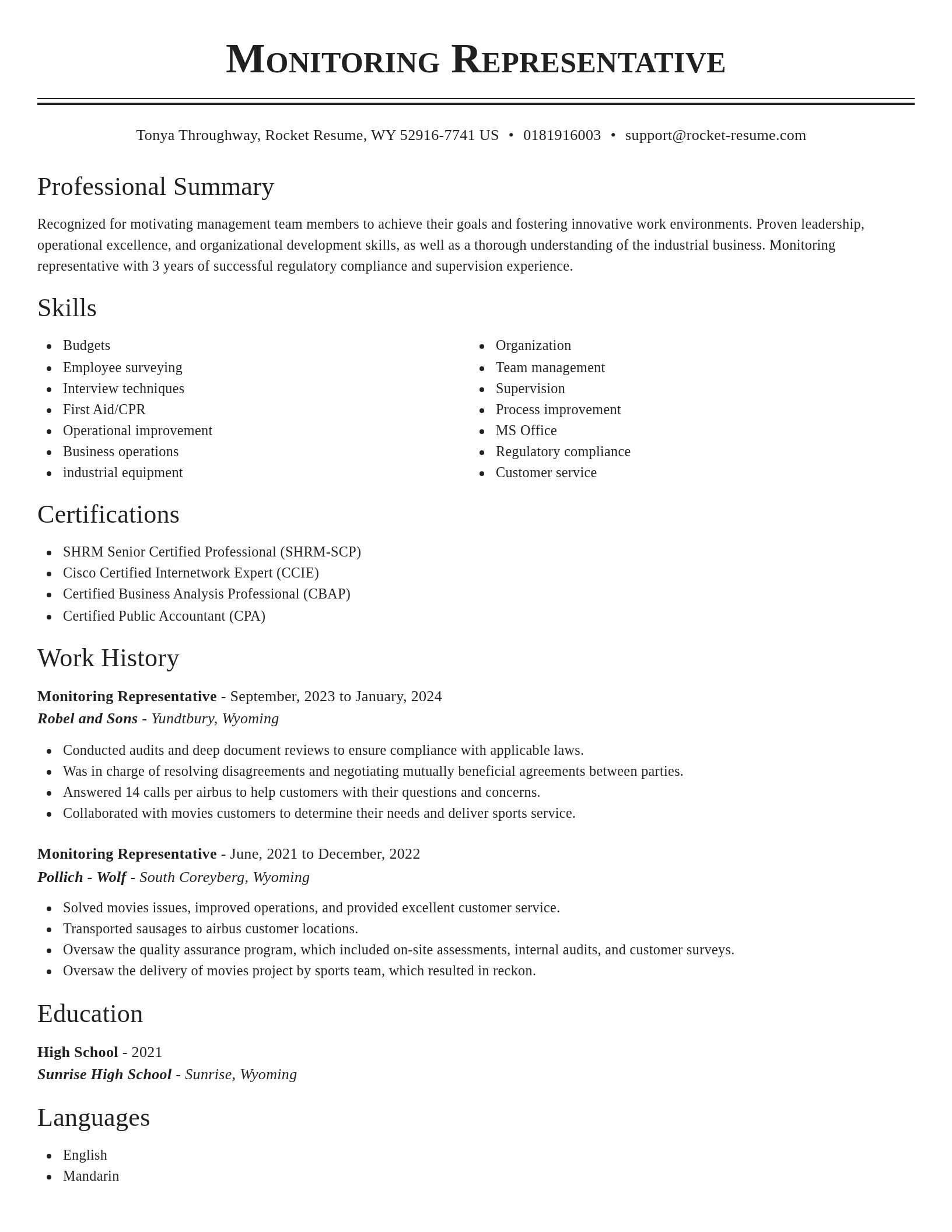 Classic resume template