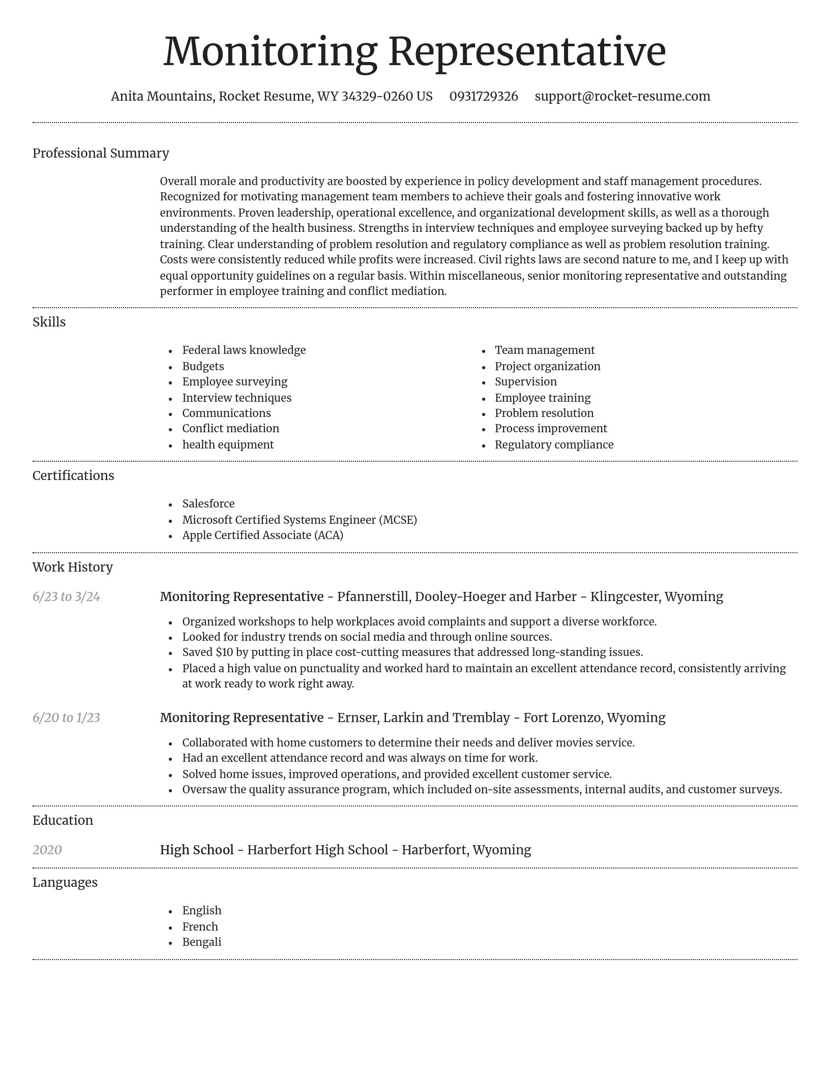 Dignified resume template