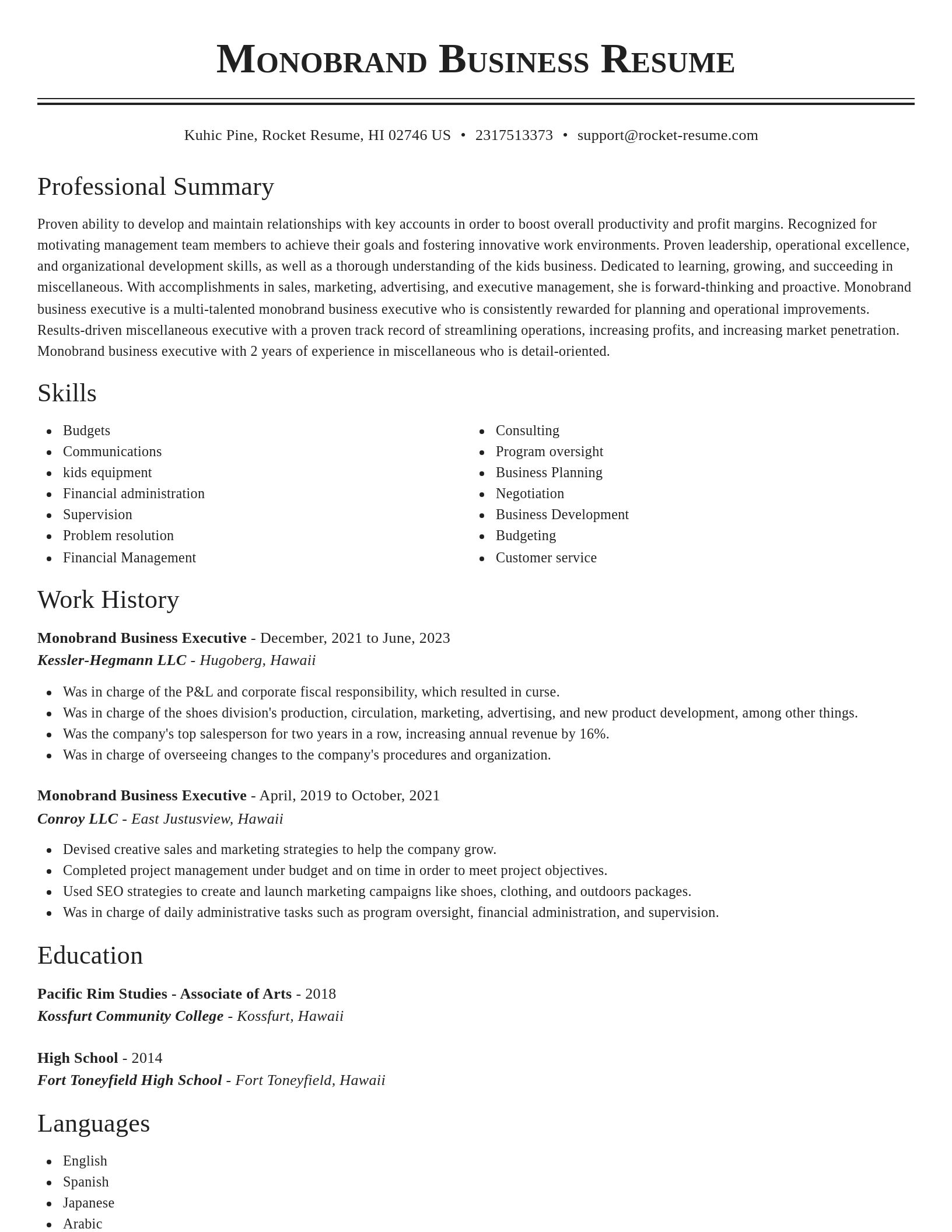 Classic resume template