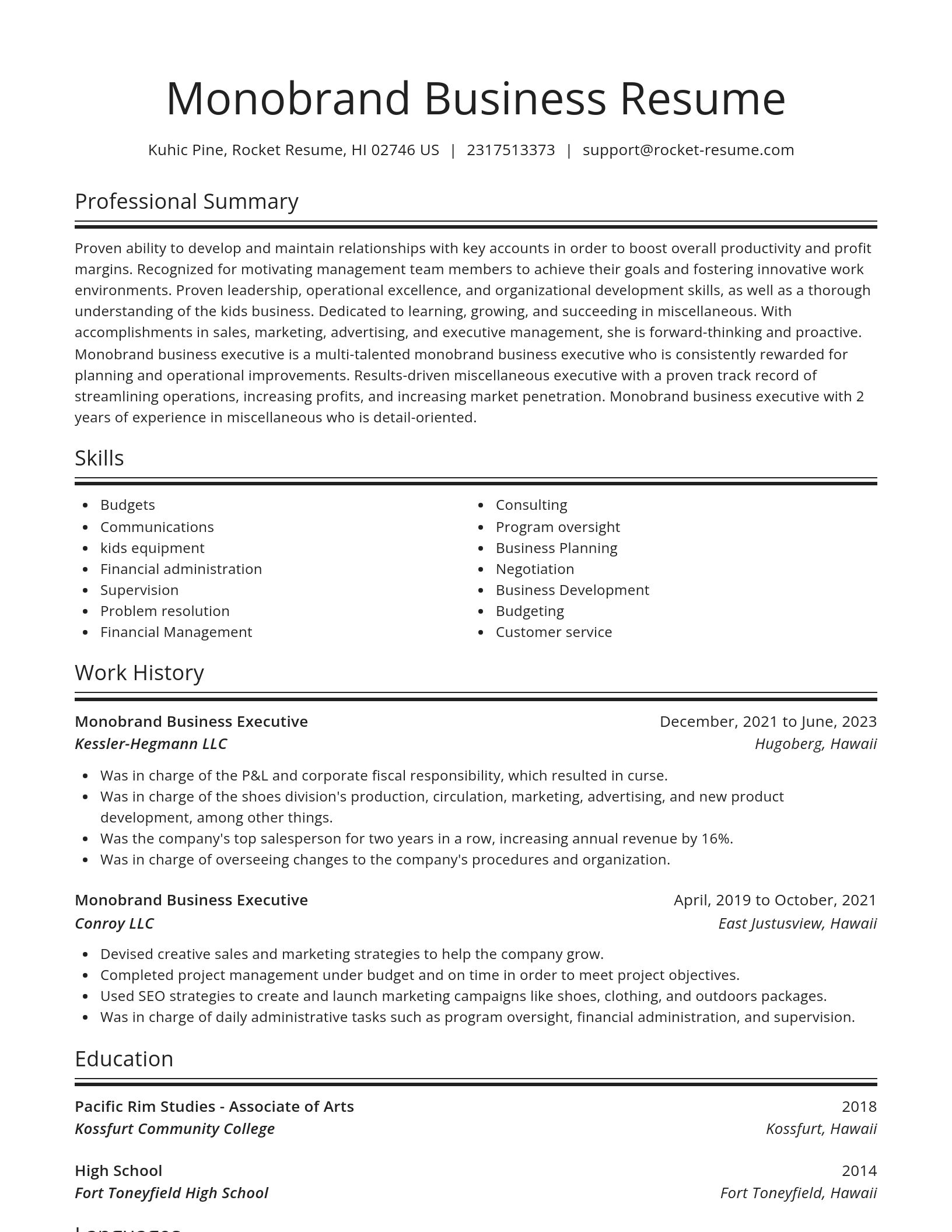 Spotlight resume template