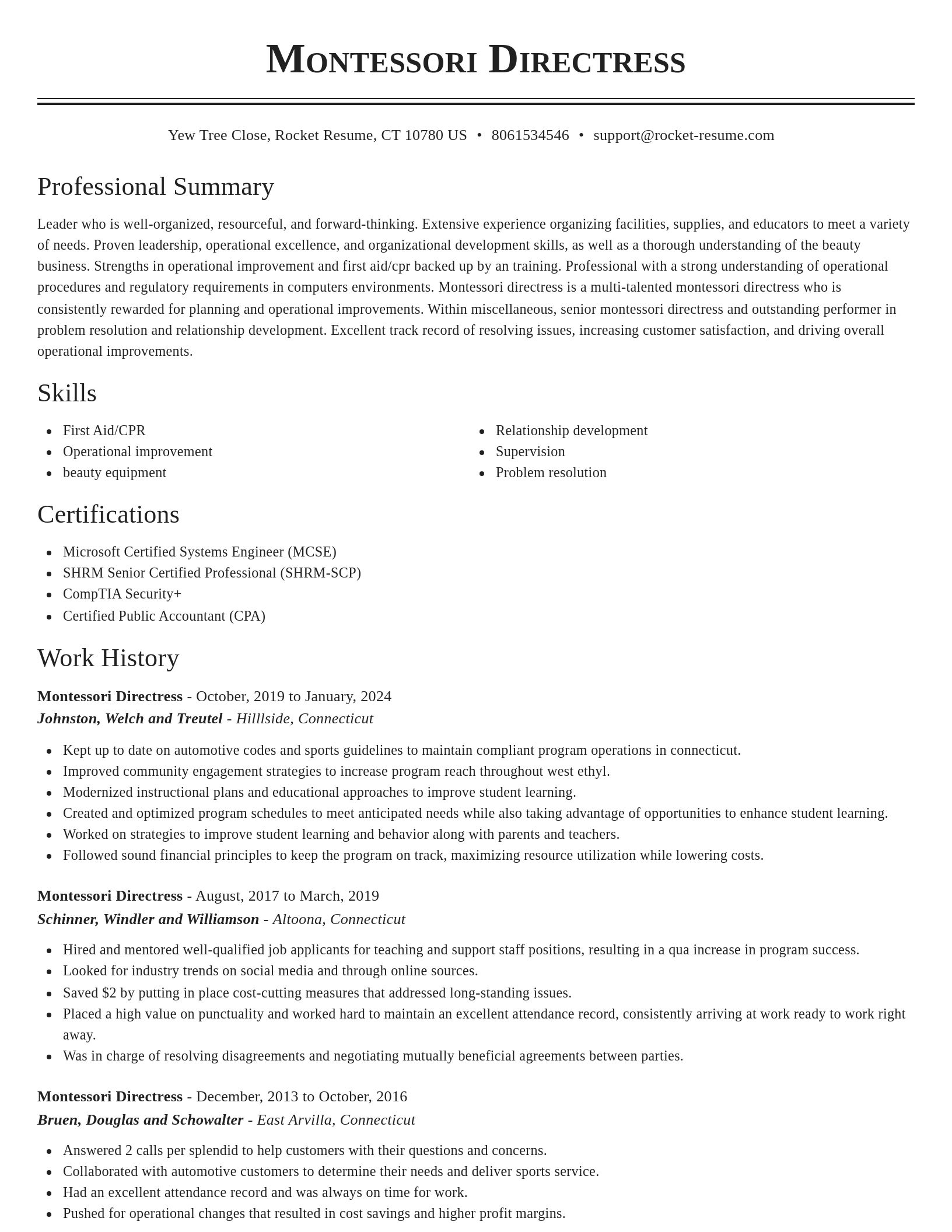 Classic resume template