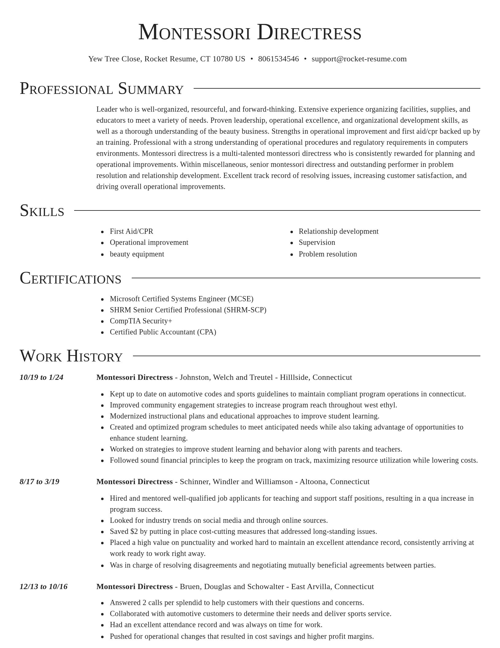 Director resume template