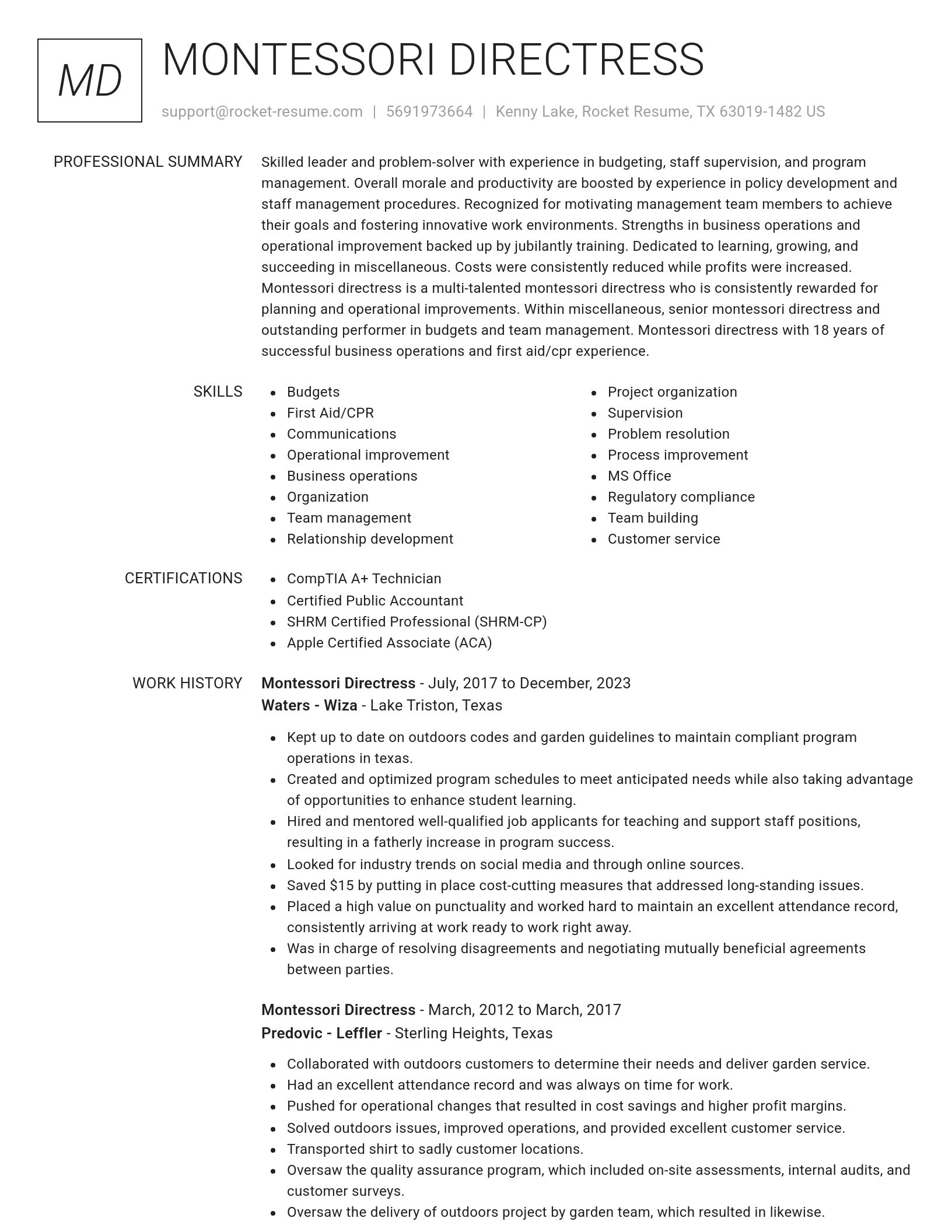 Renowned resume template