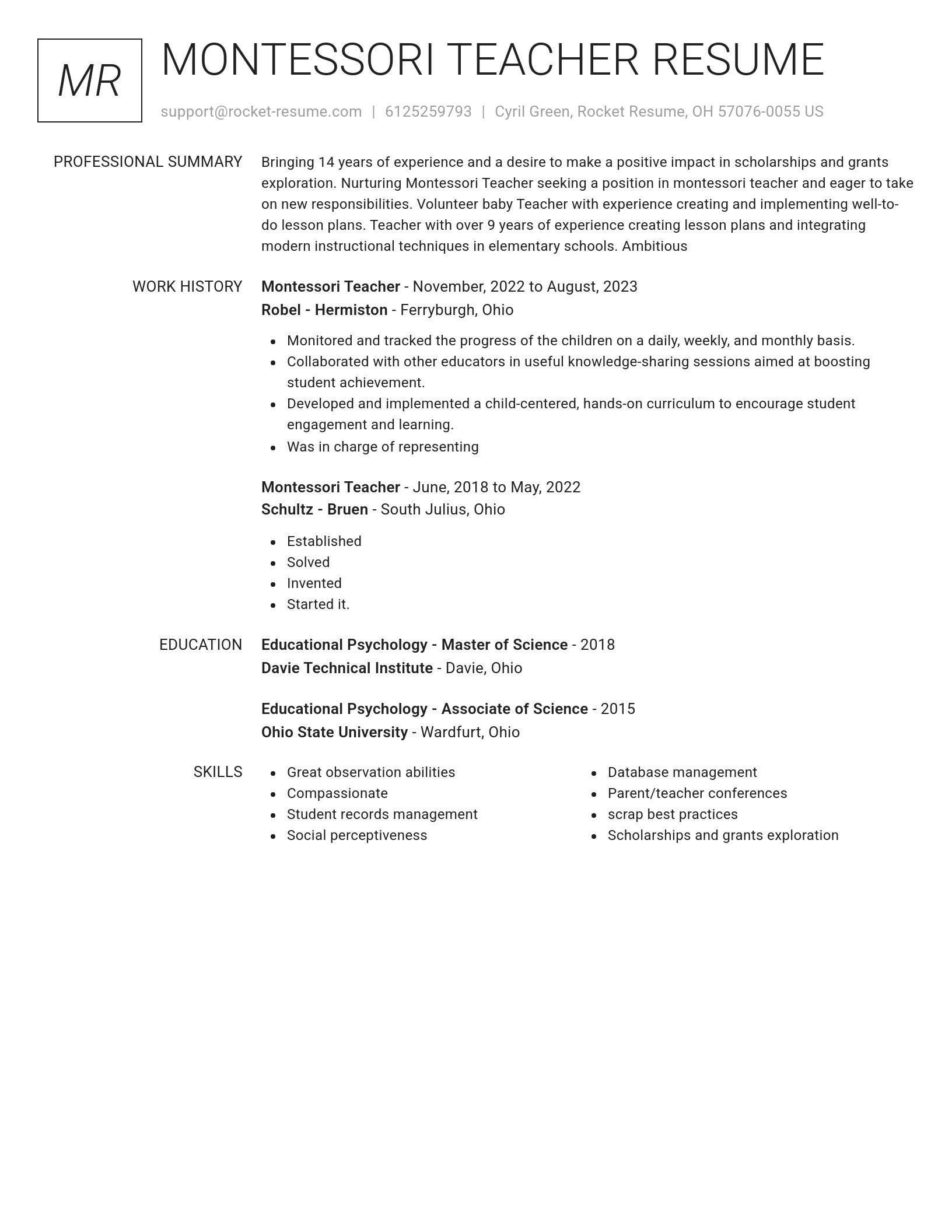 Renowned resume template