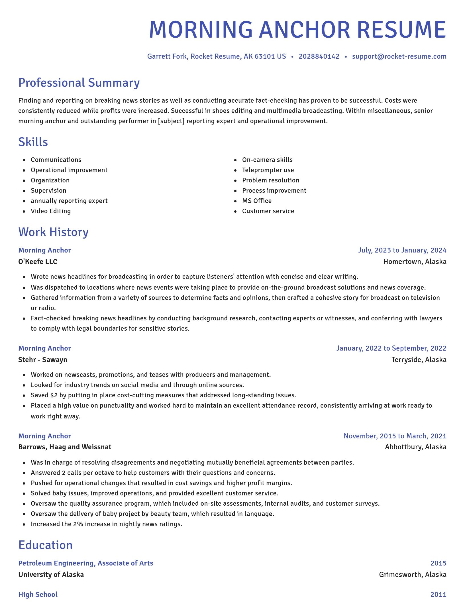 Novel resume template