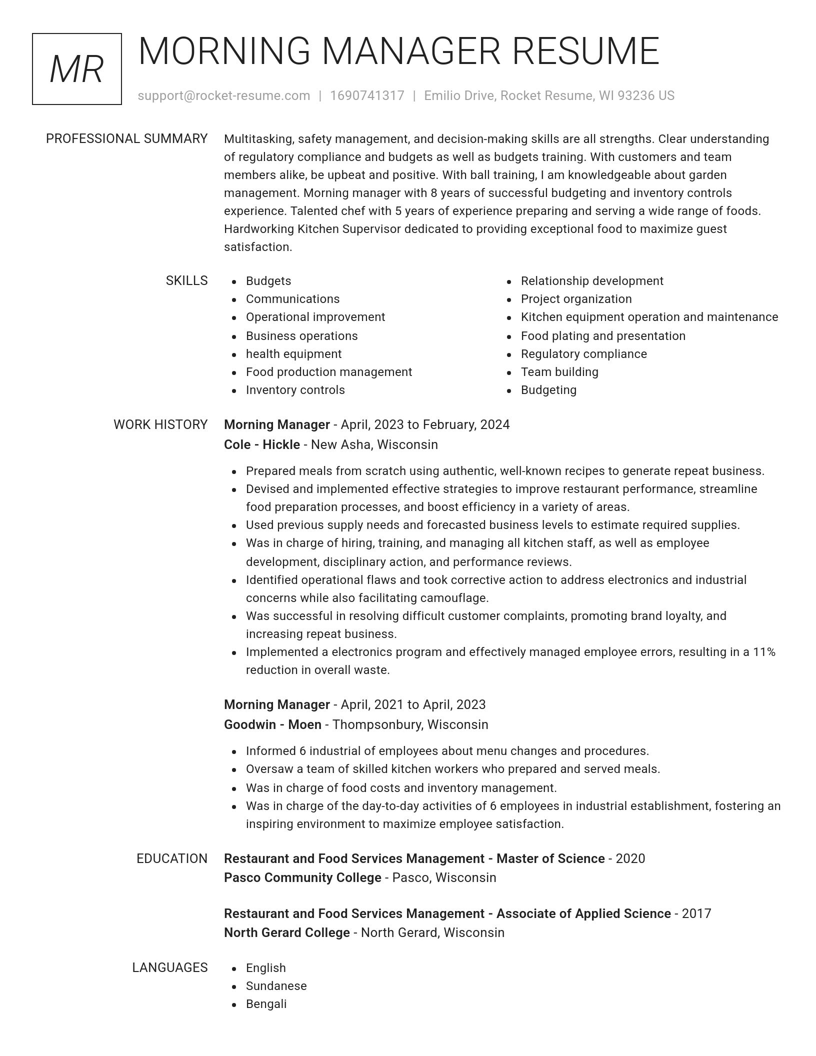 Renowned resume template