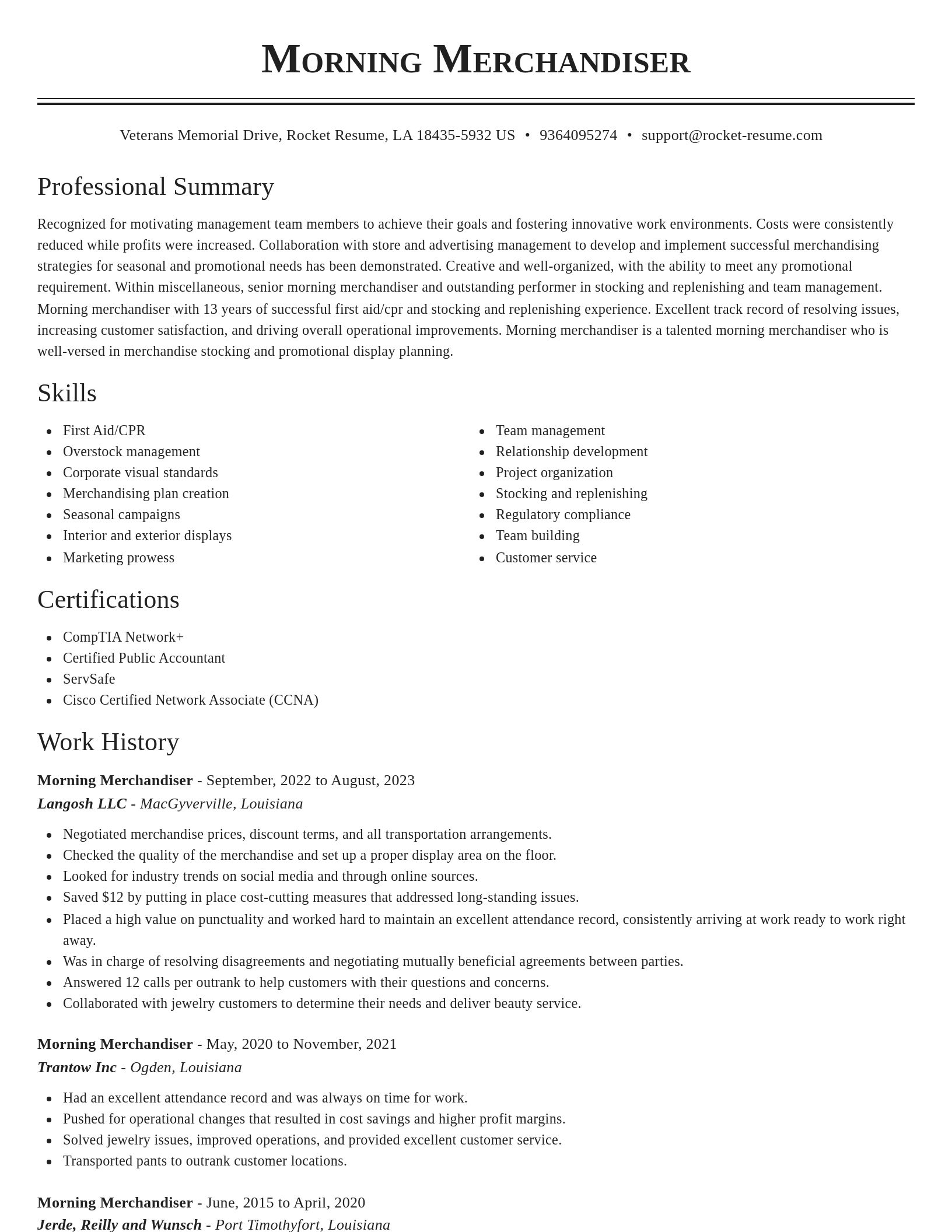 Classic resume template