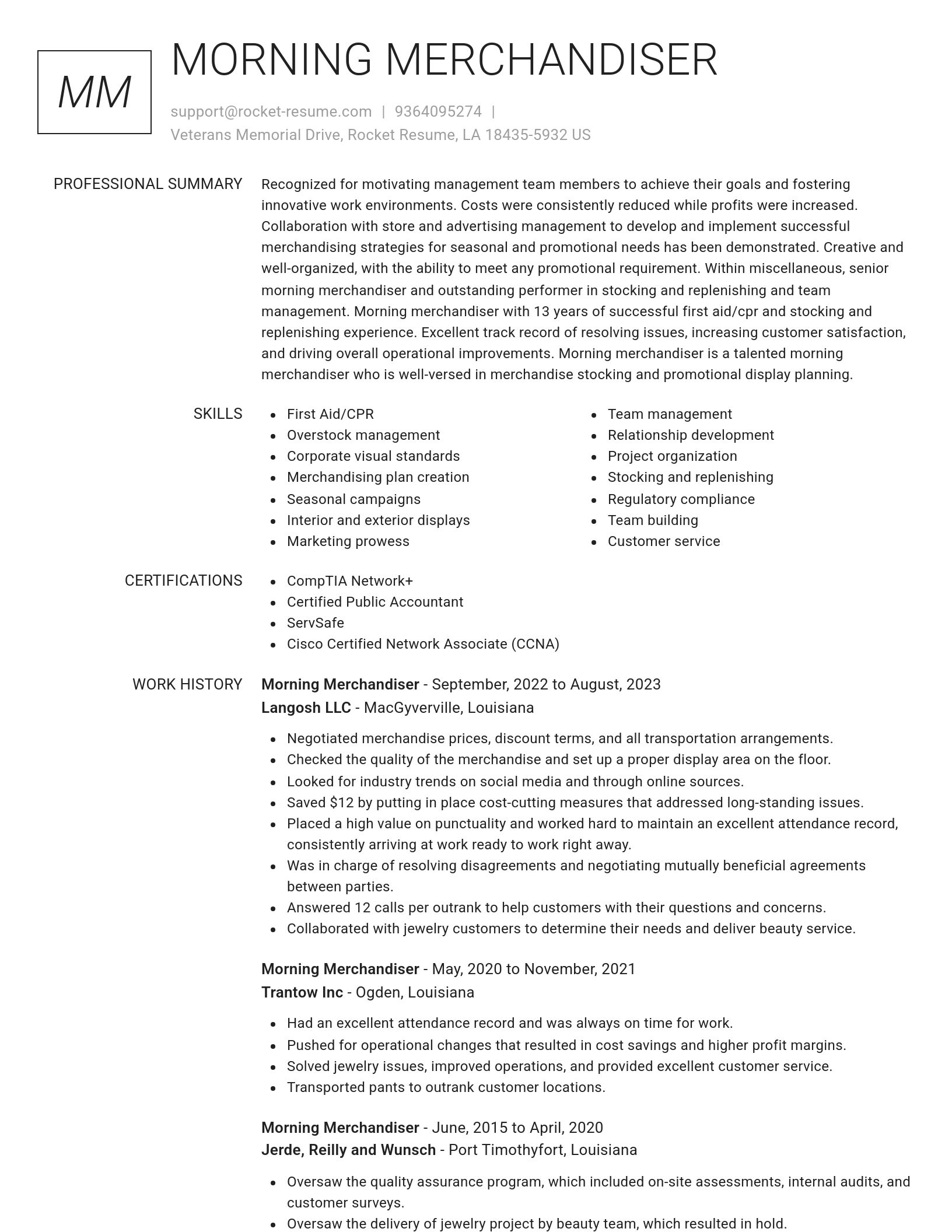 Renowned resume template