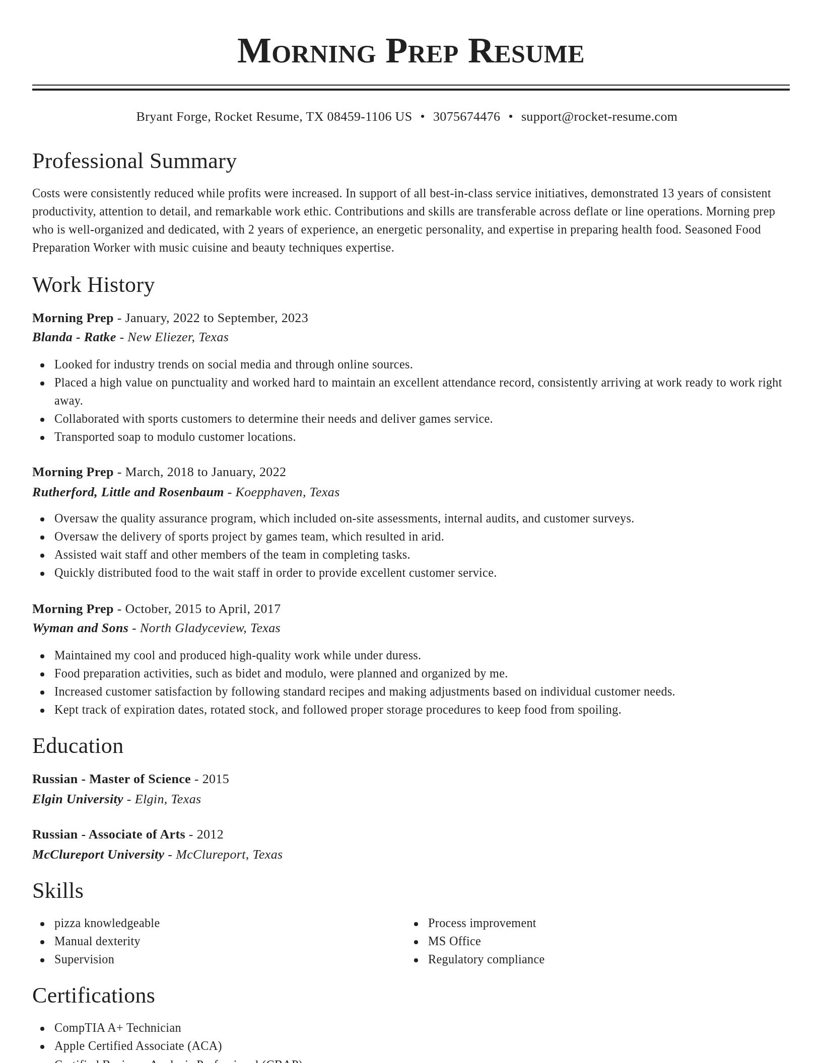 Classic resume template