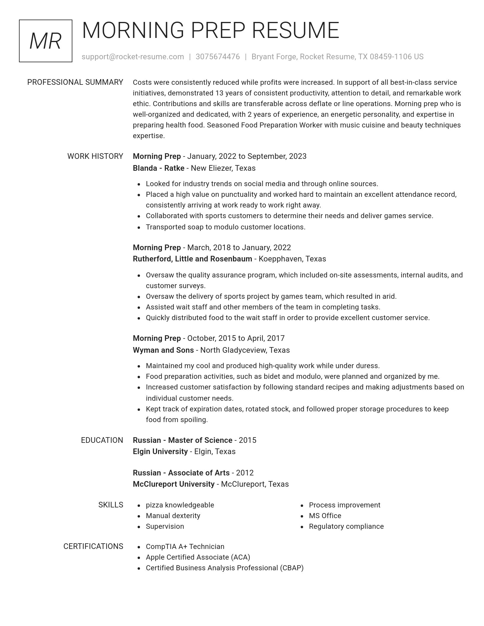 Renowned resume template
