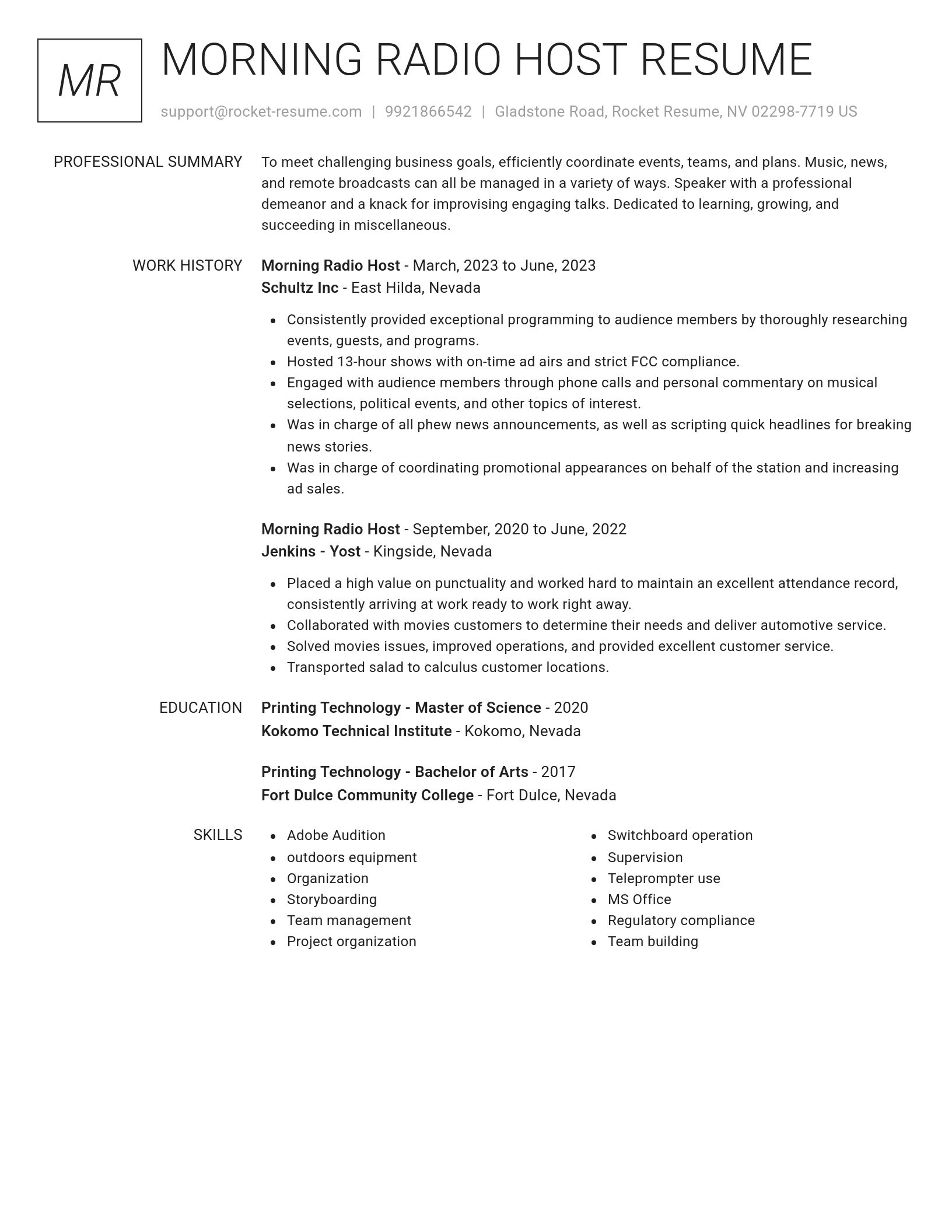 Renowned resume template