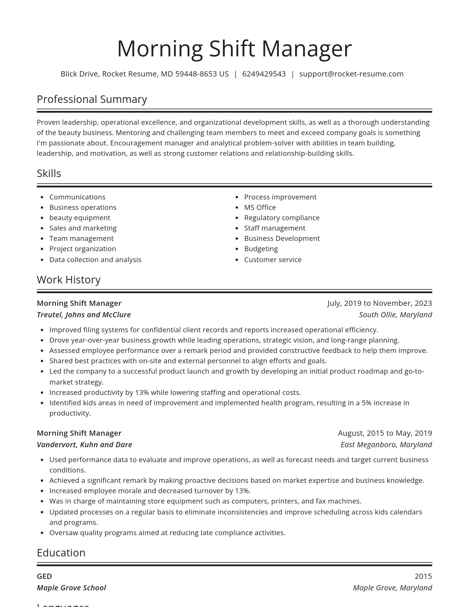 Spotlight resume template