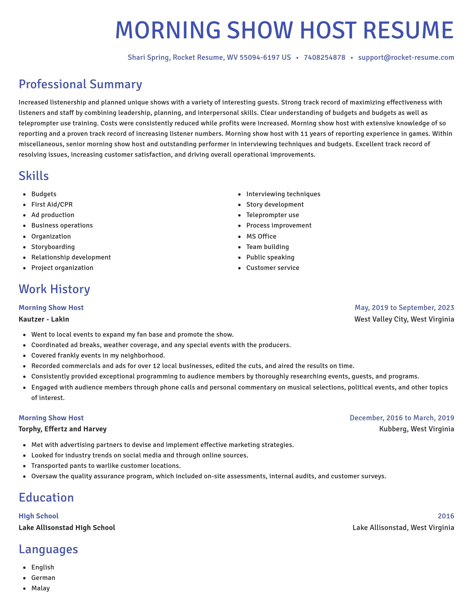 Novel resume template