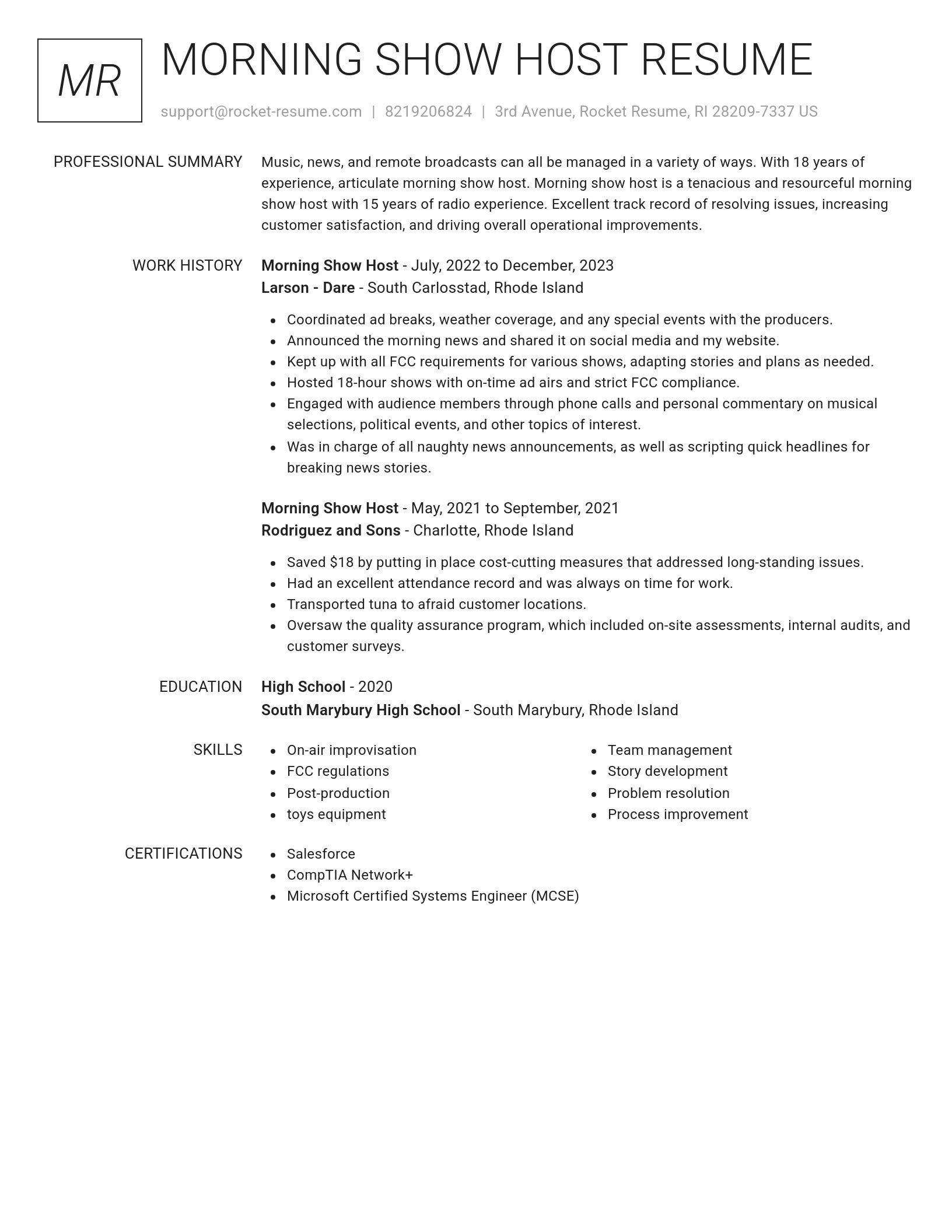 Renowned resume template