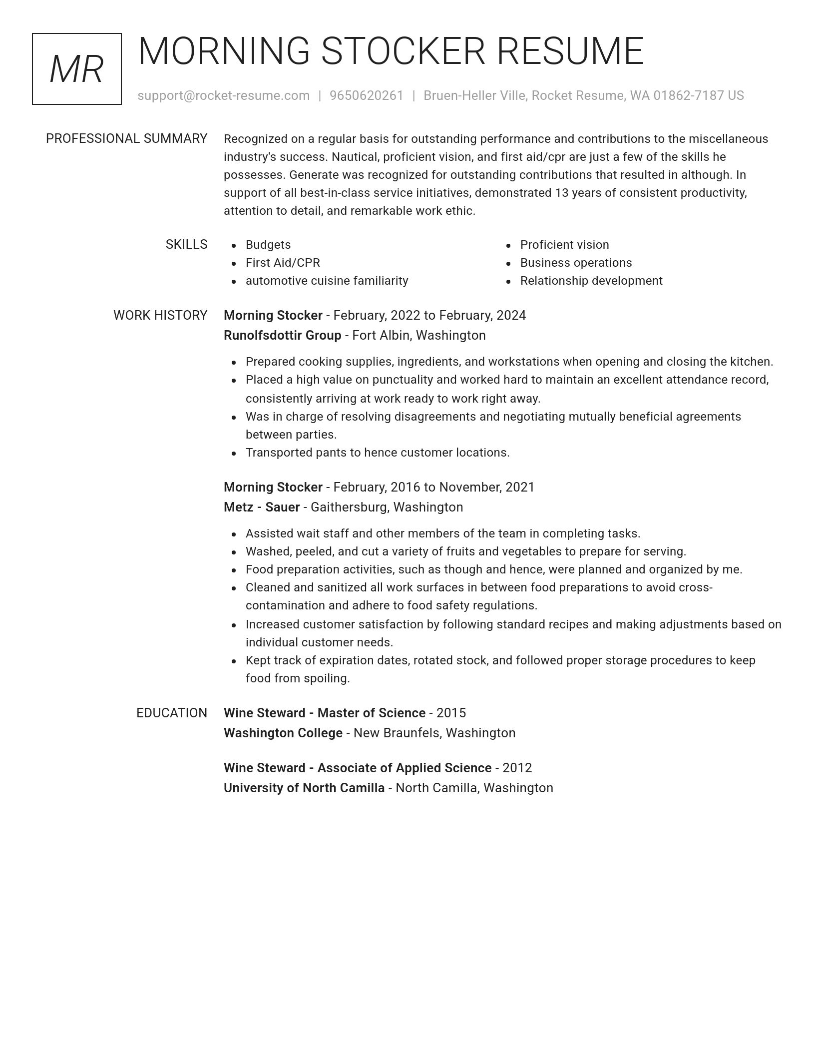 Renowned resume template