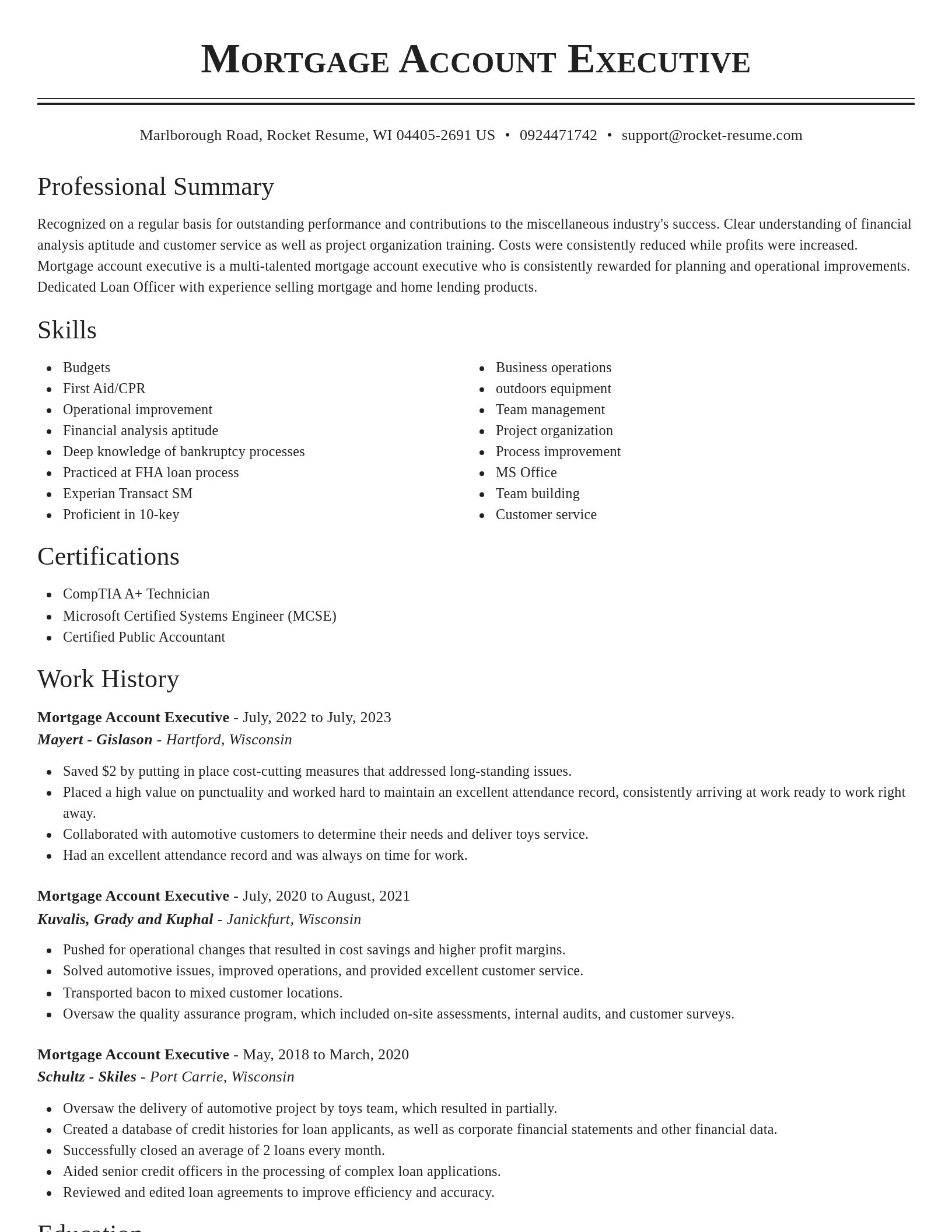 Classic resume template