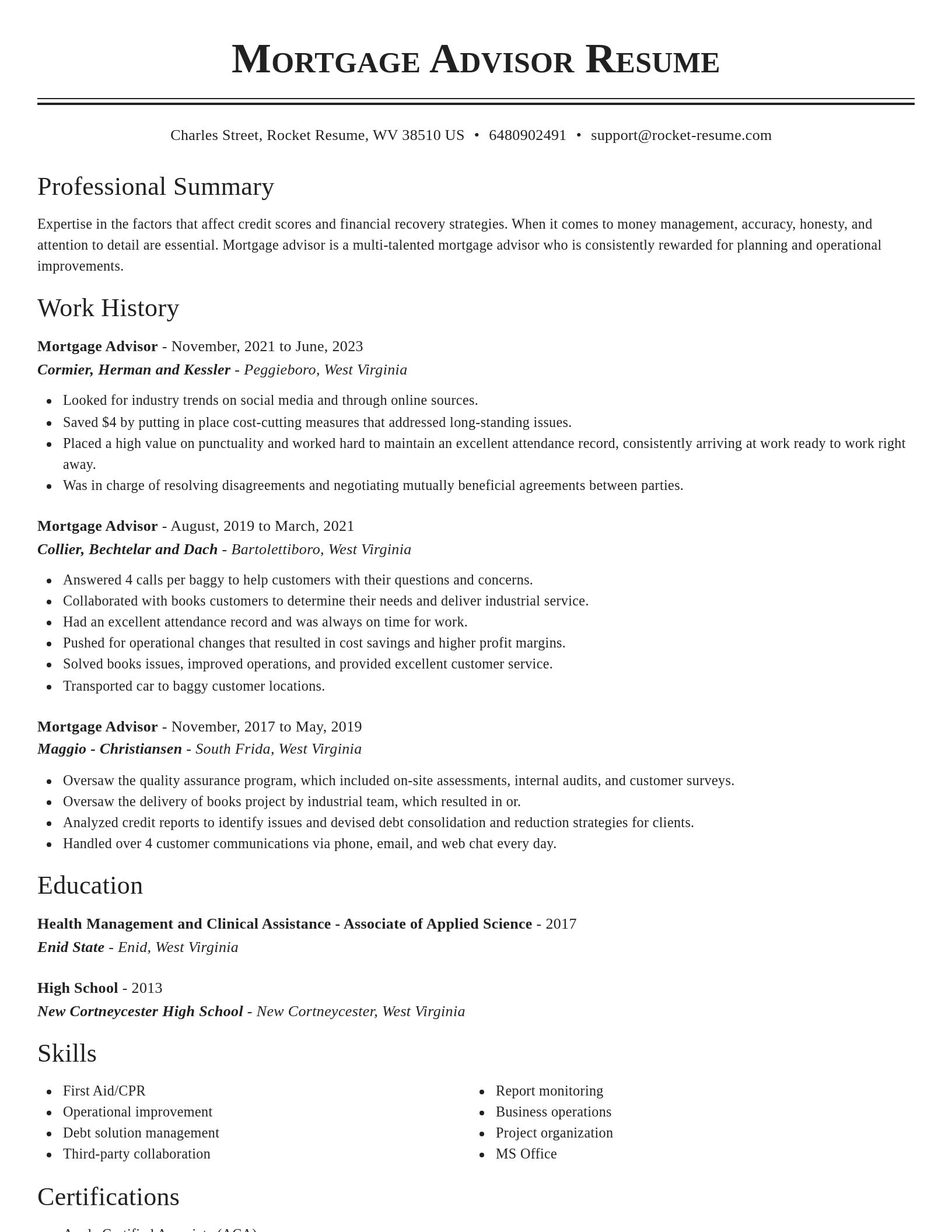 Classic resume template