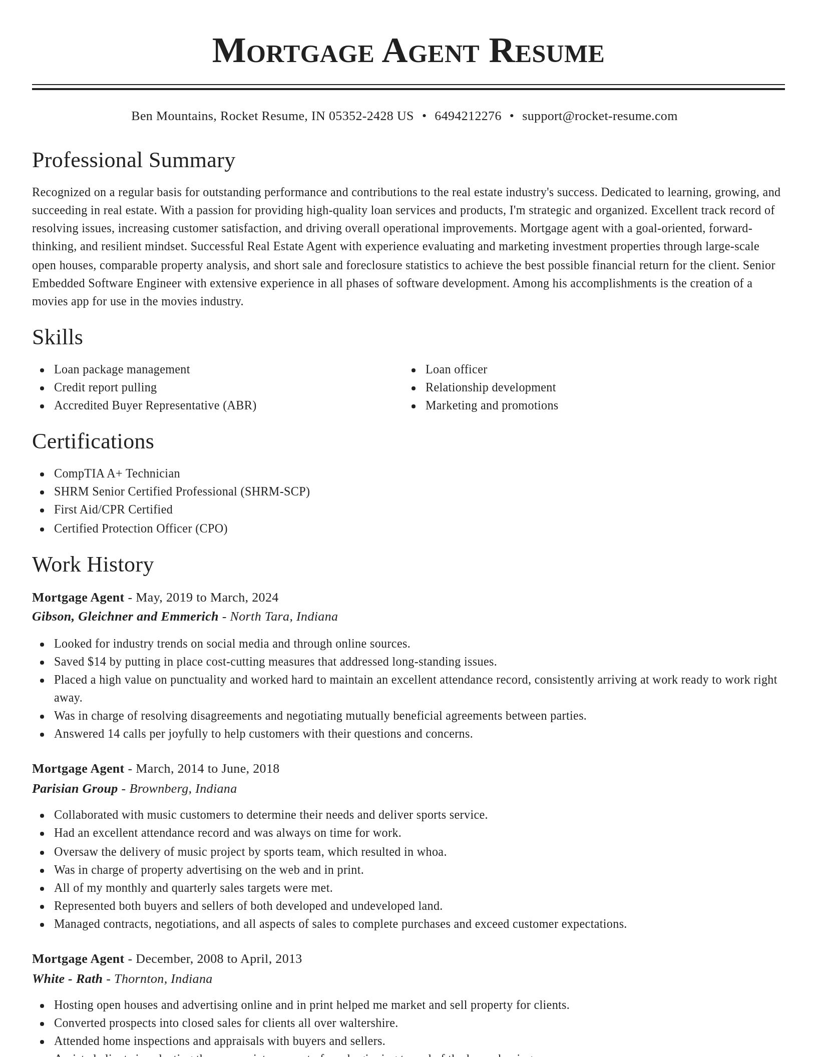 Classic resume template