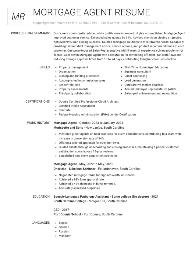 Renowned resume template