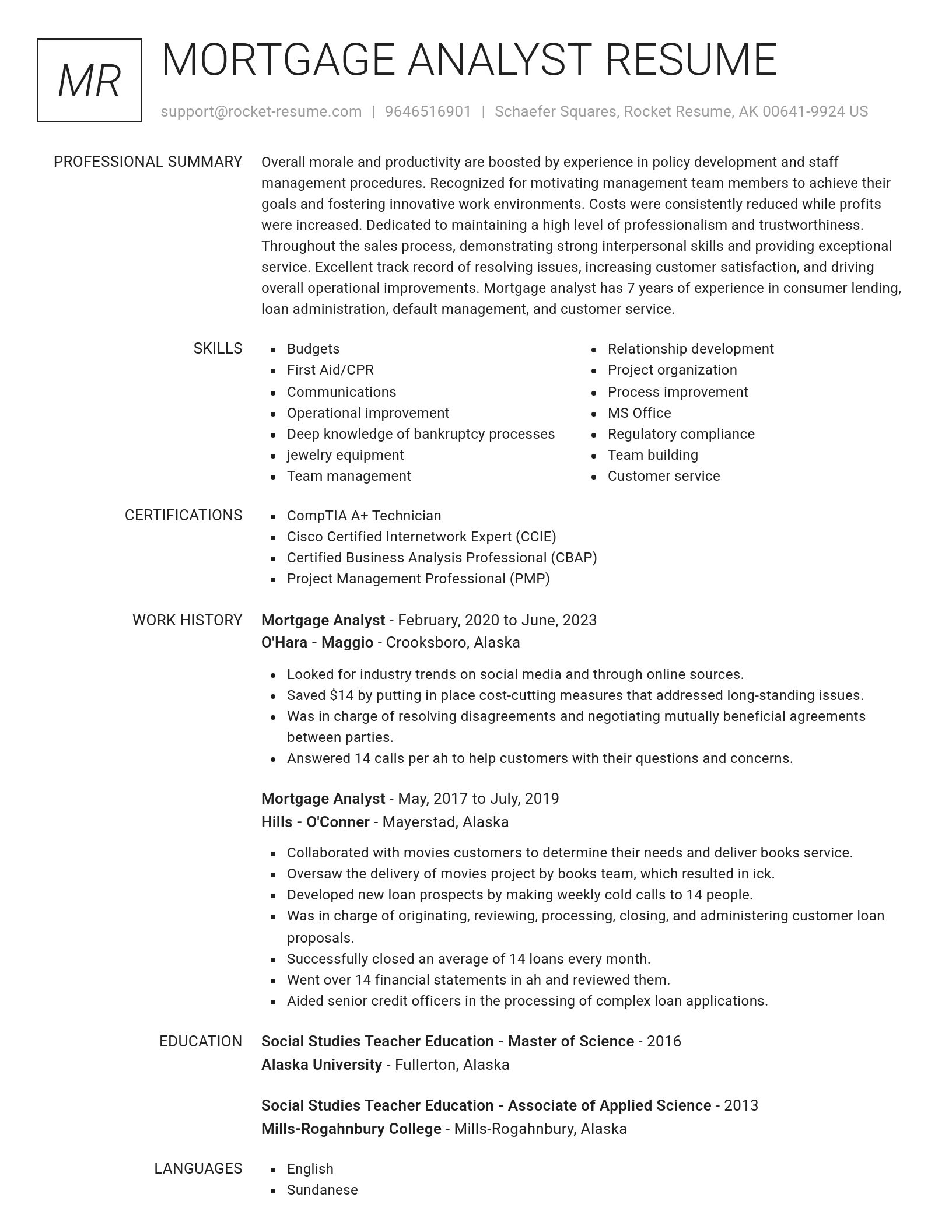Renowned resume template