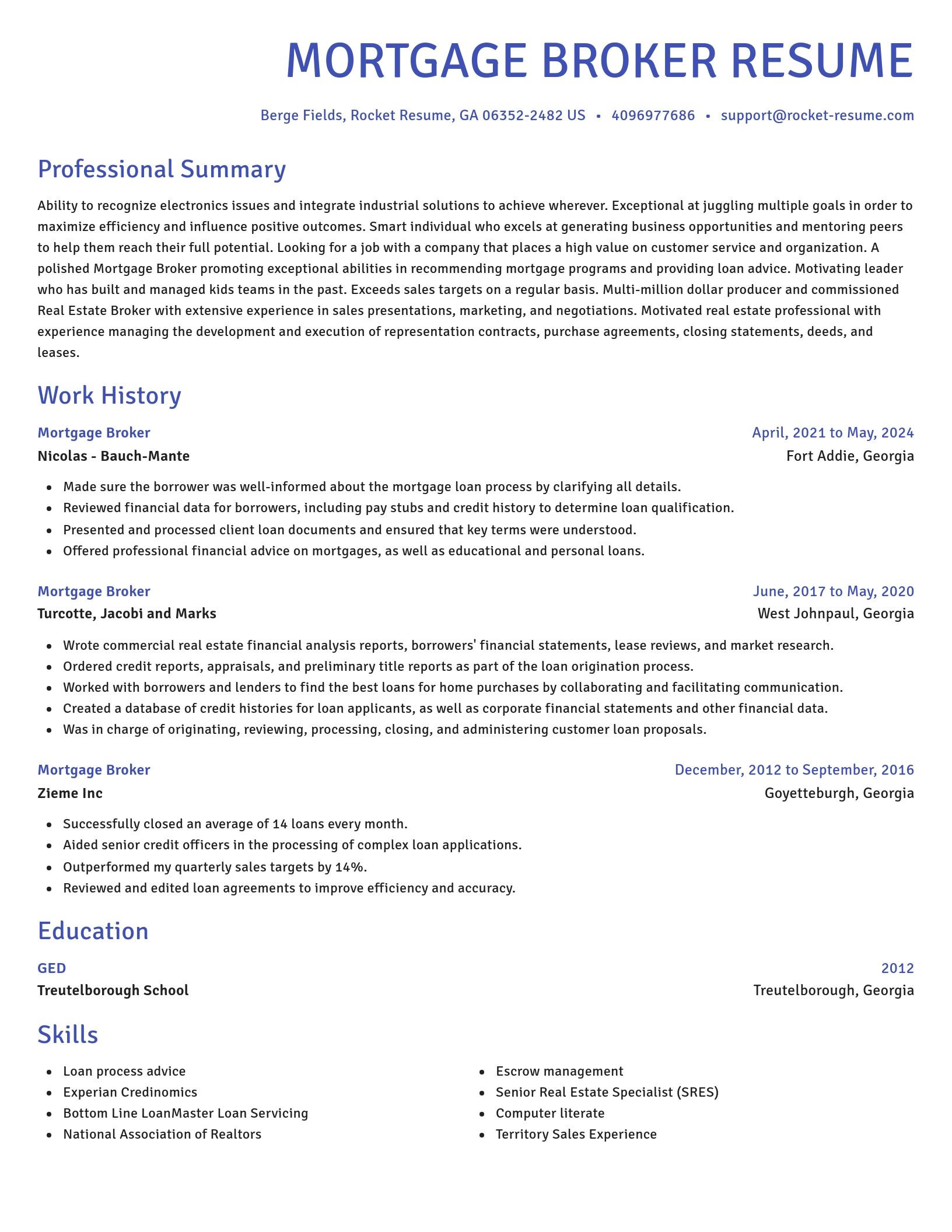Novel resume template