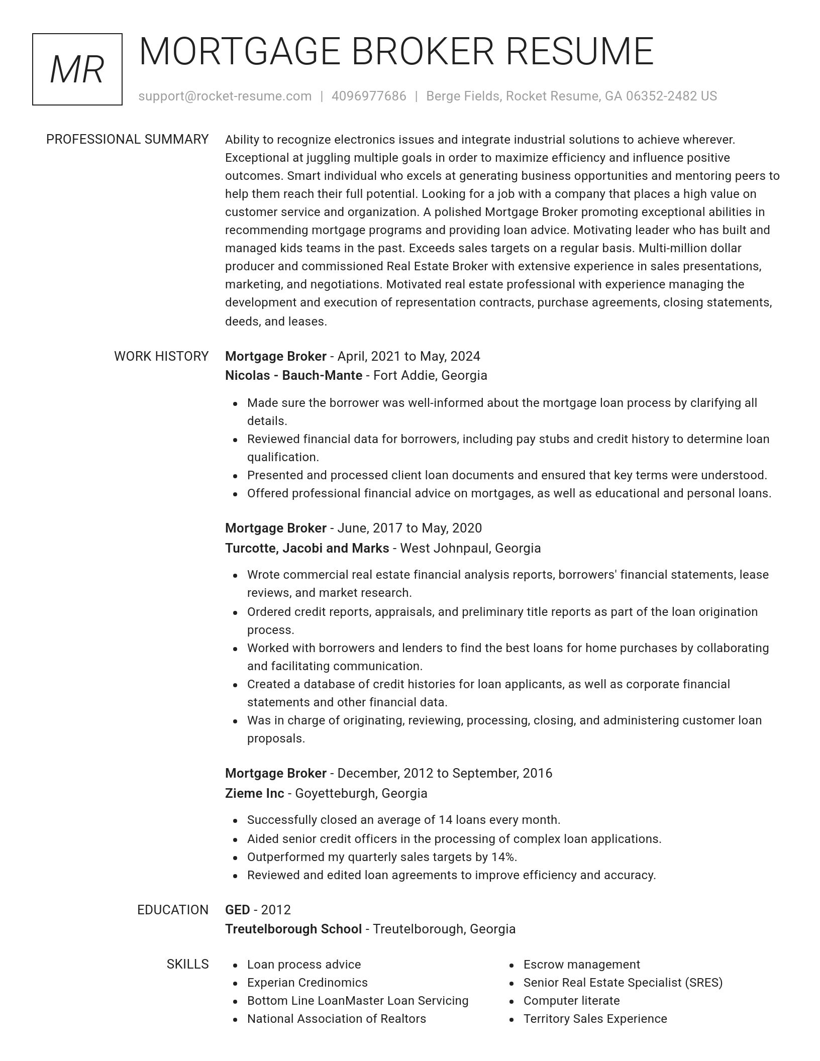 Renowned resume template