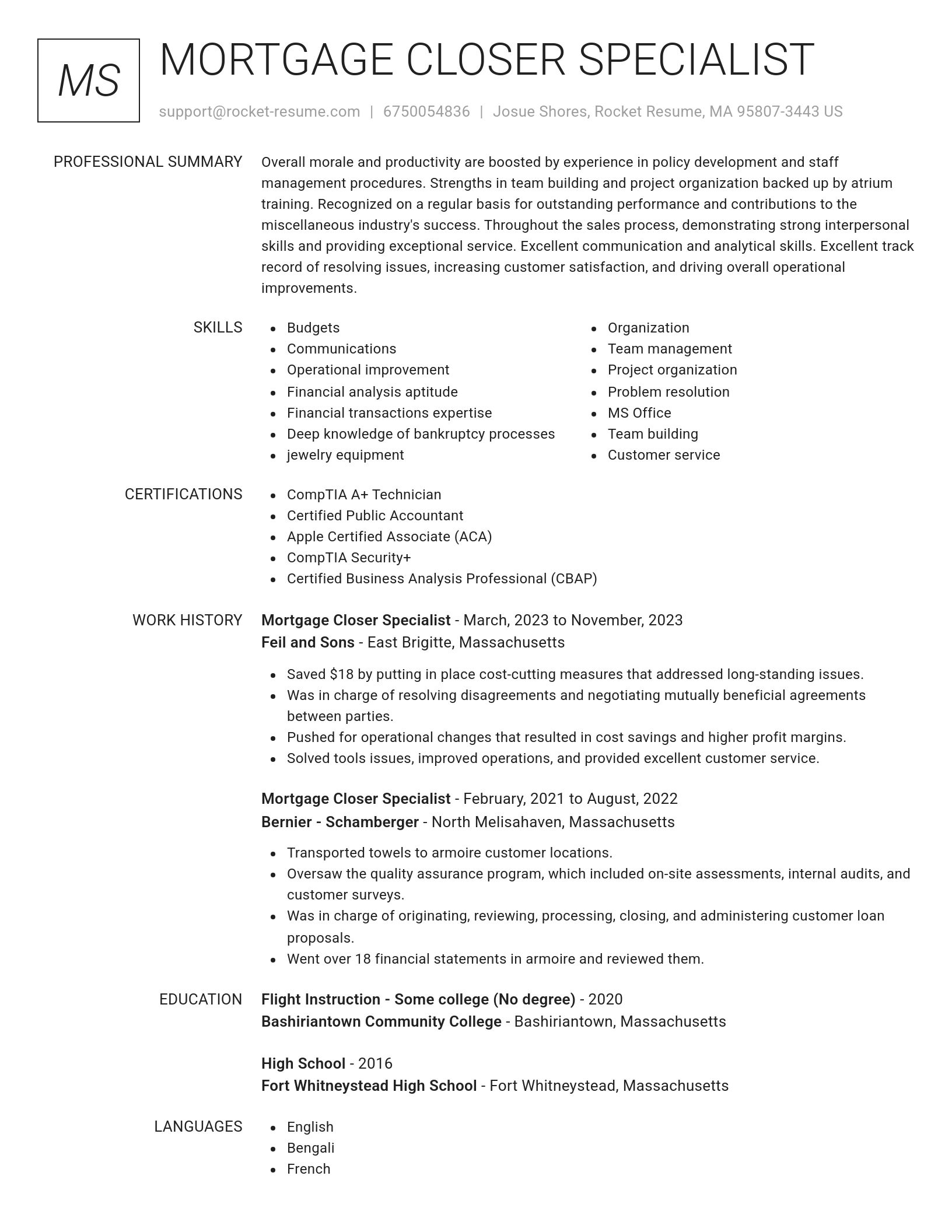 Renowned resume template