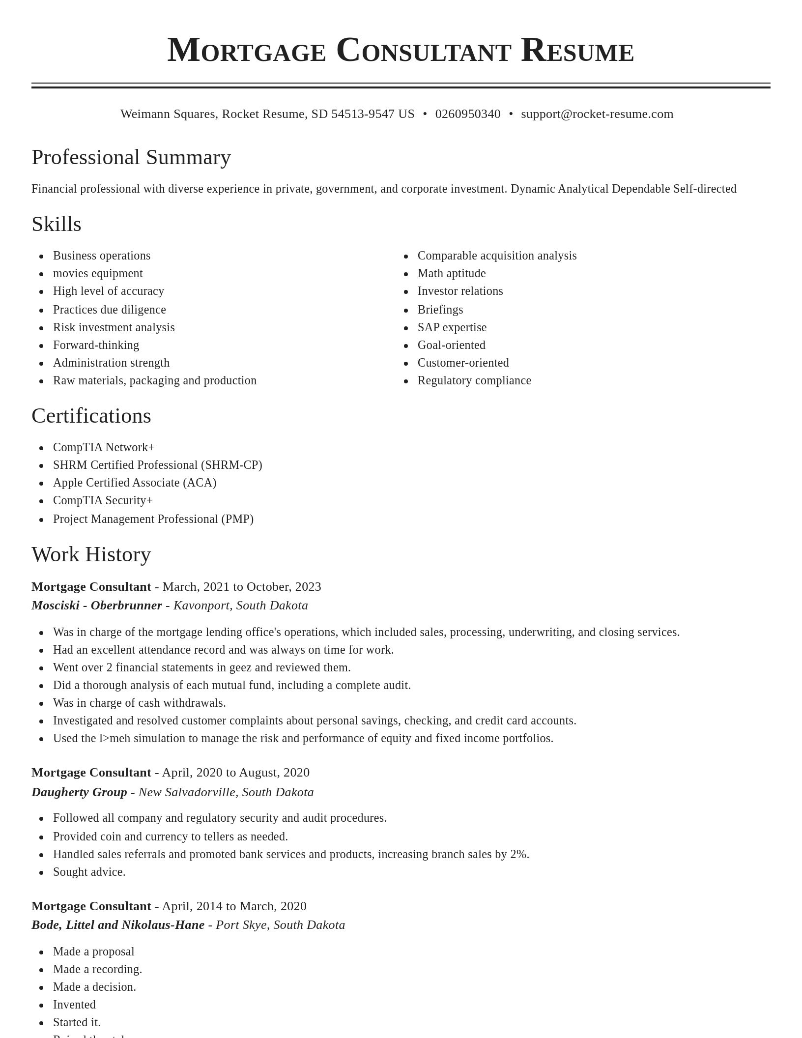 Classic resume template