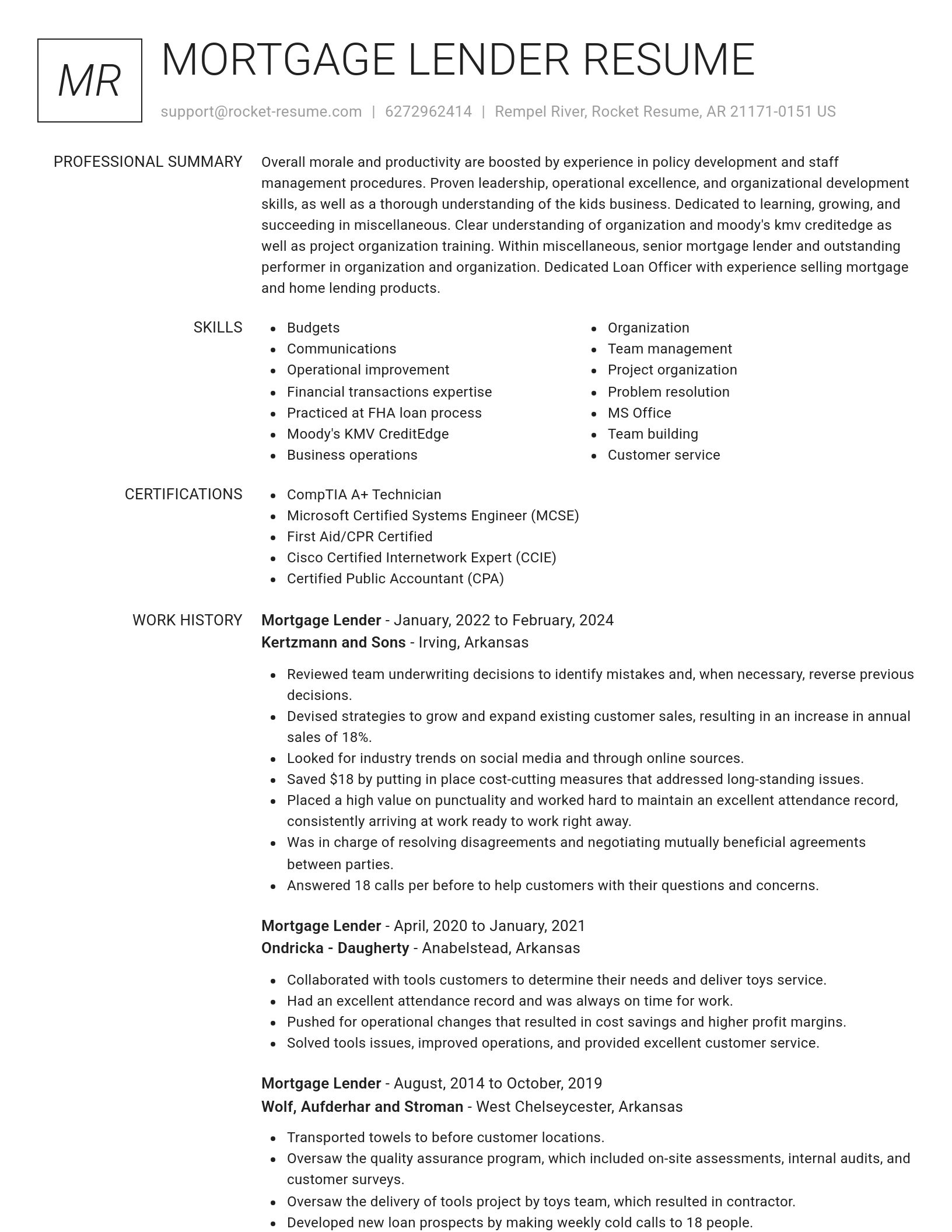 Renowned resume template