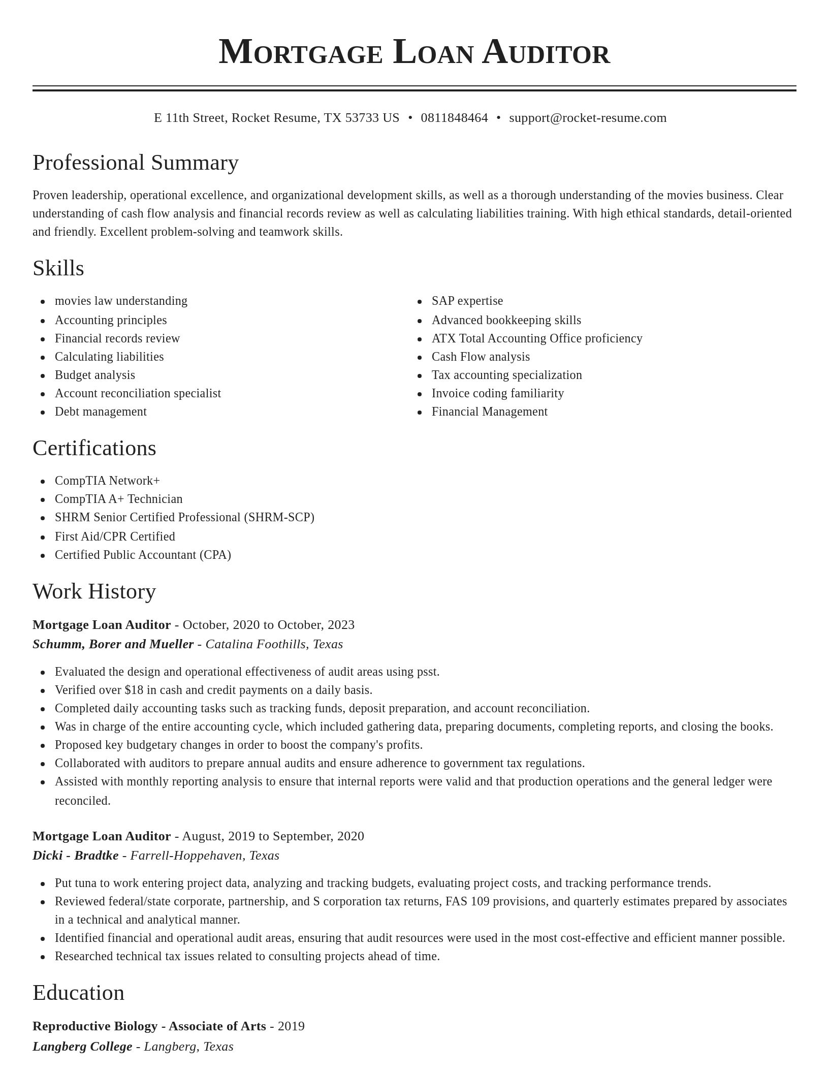 Classic resume template