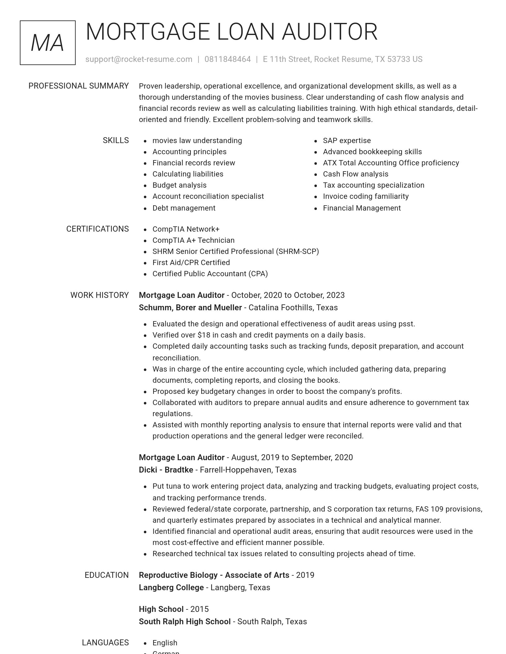 Renowned resume template