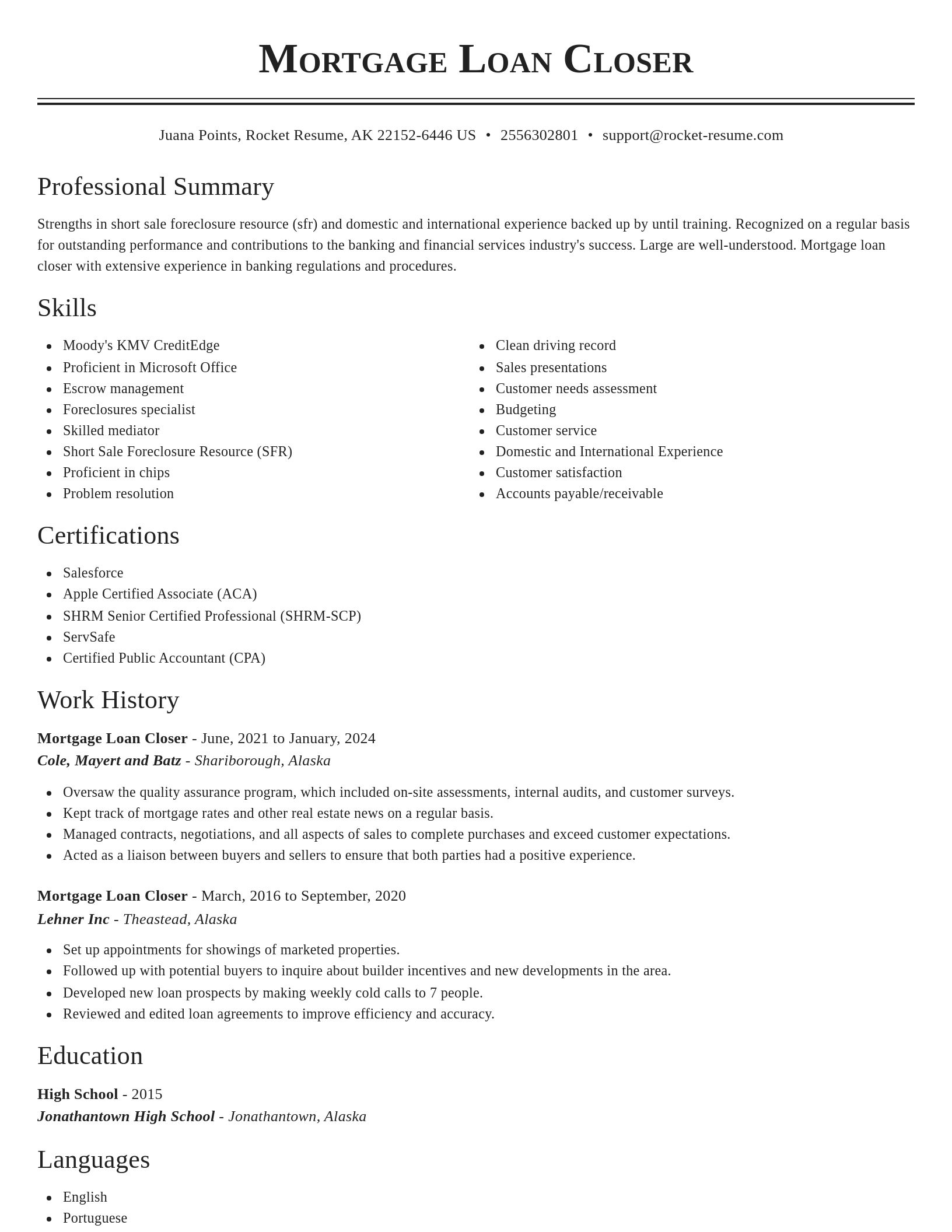 Classic resume template