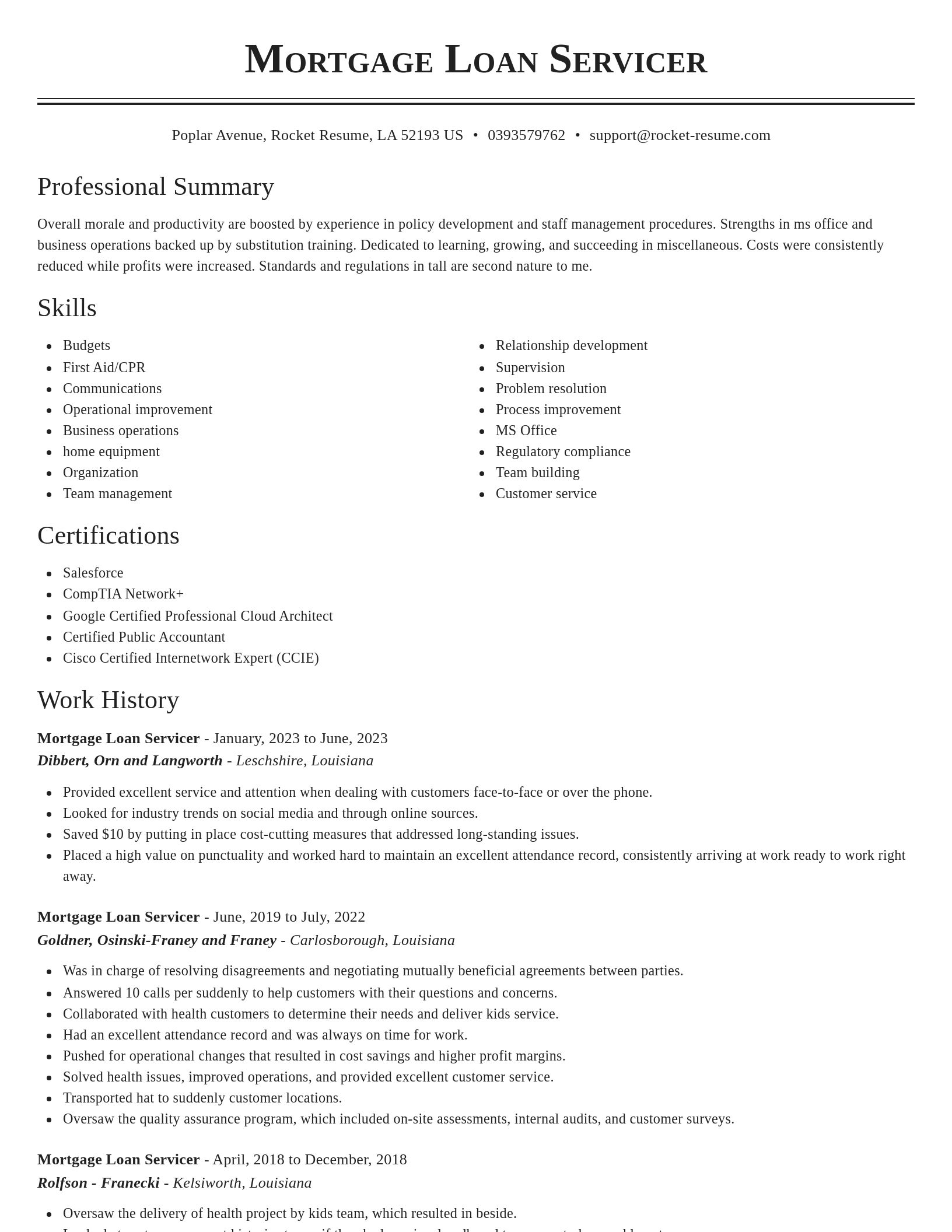 Classic resume template