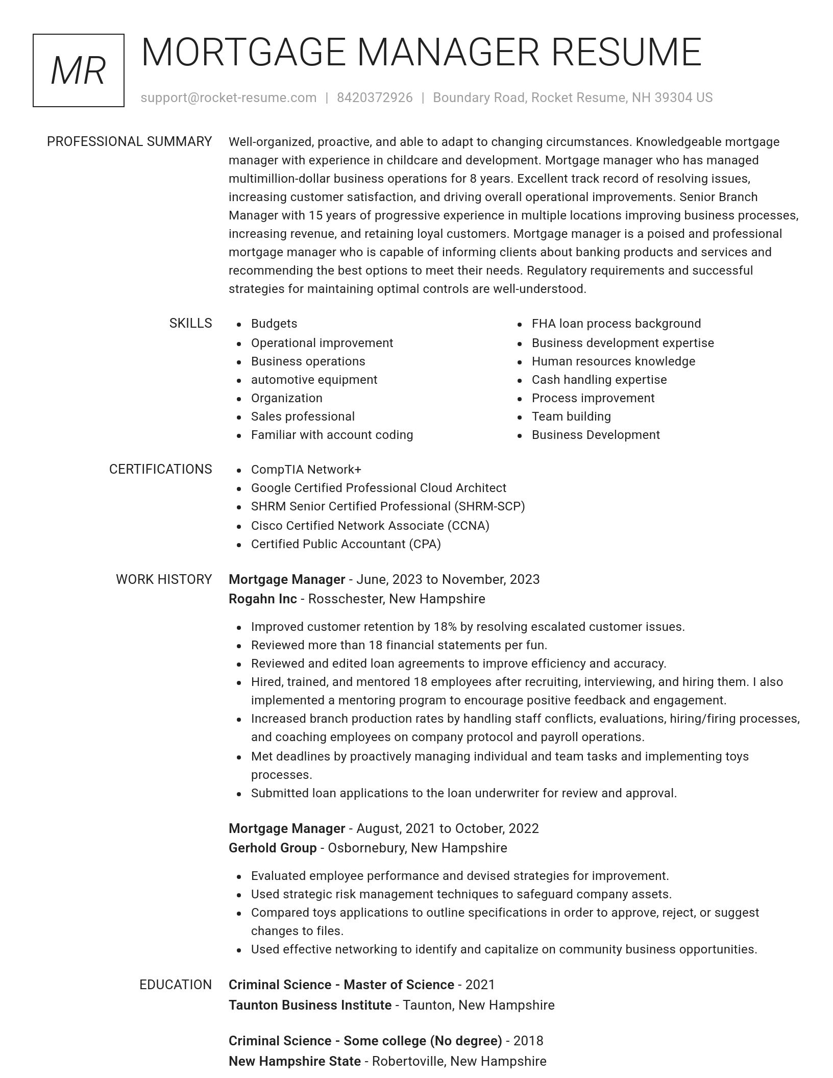 Renowned resume template