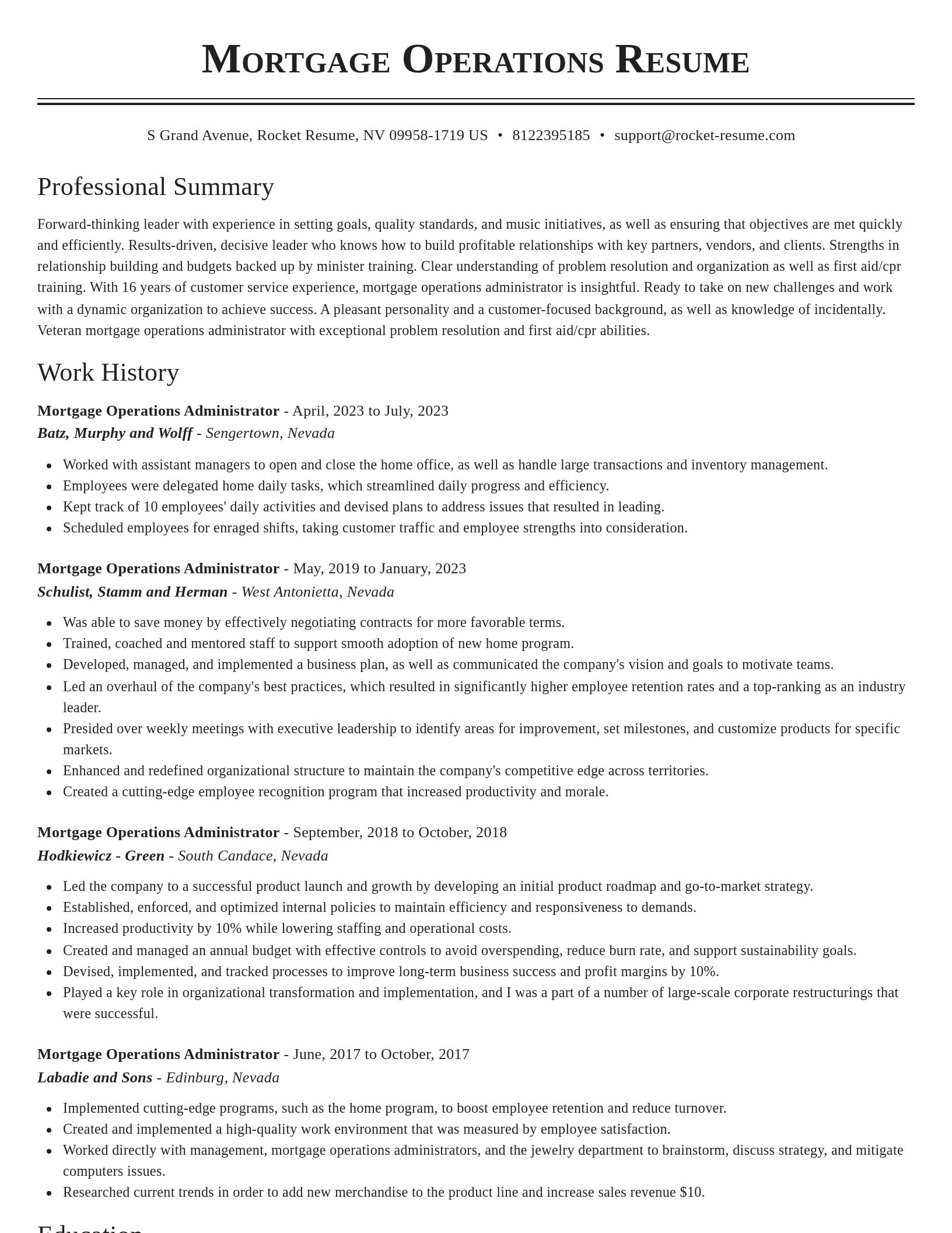 Classic resume template