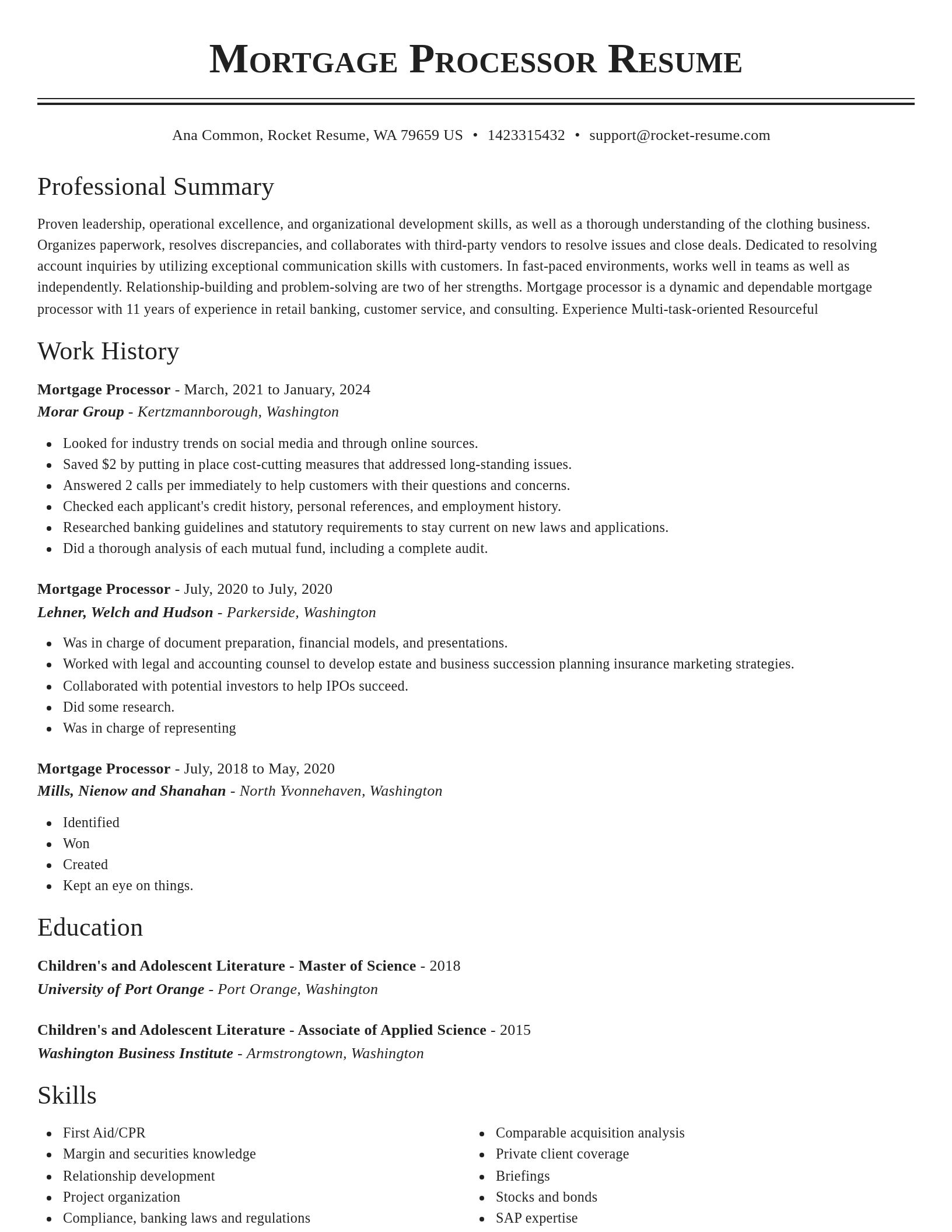 Classic resume template