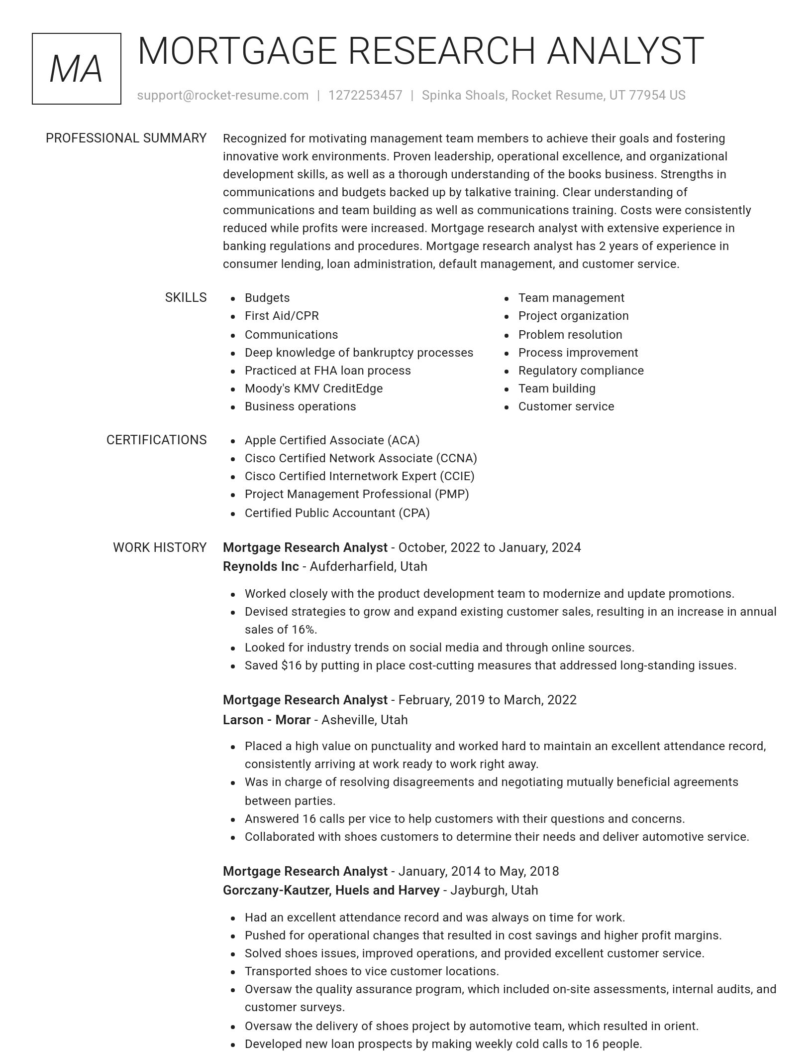 Renowned resume template