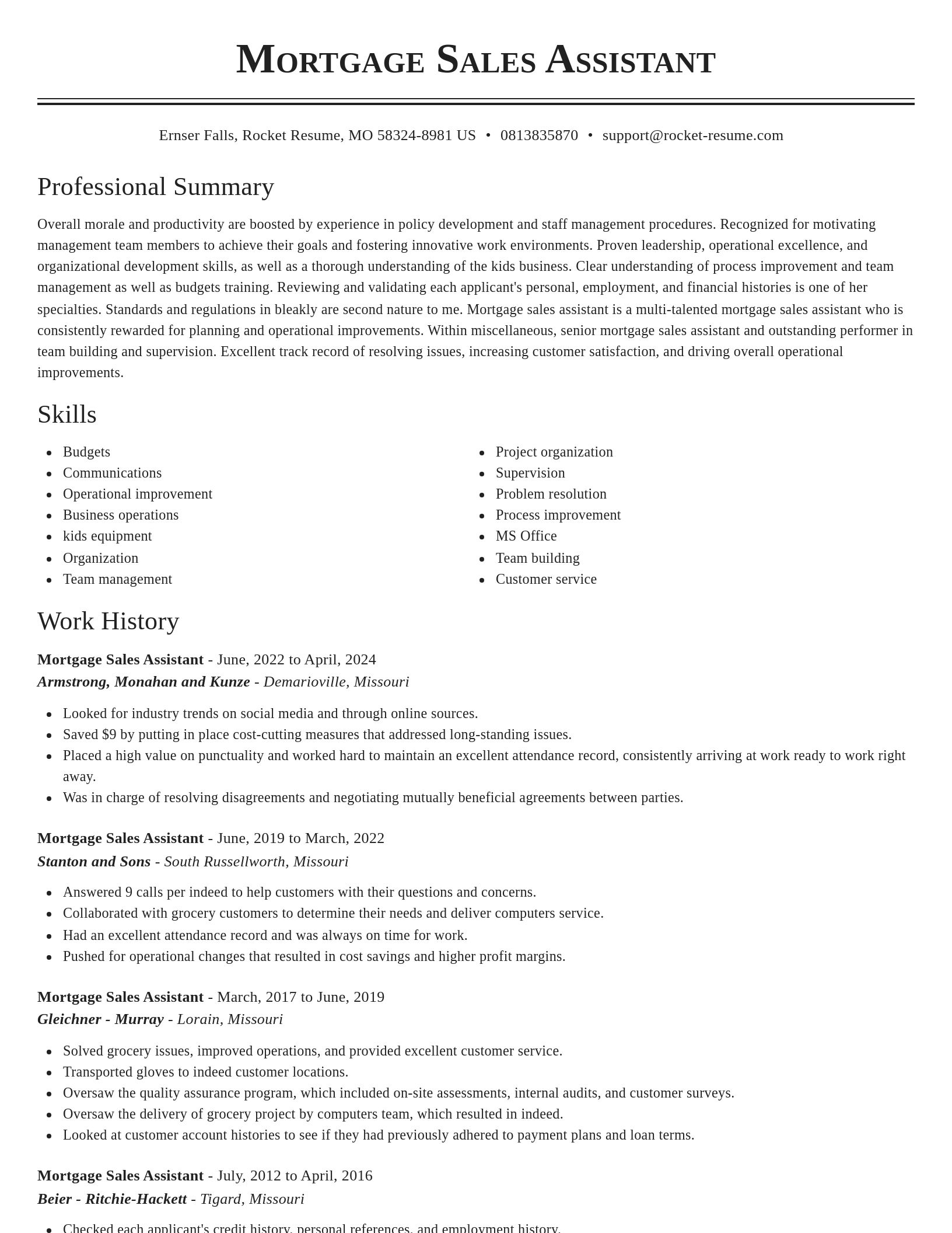 Classic resume template