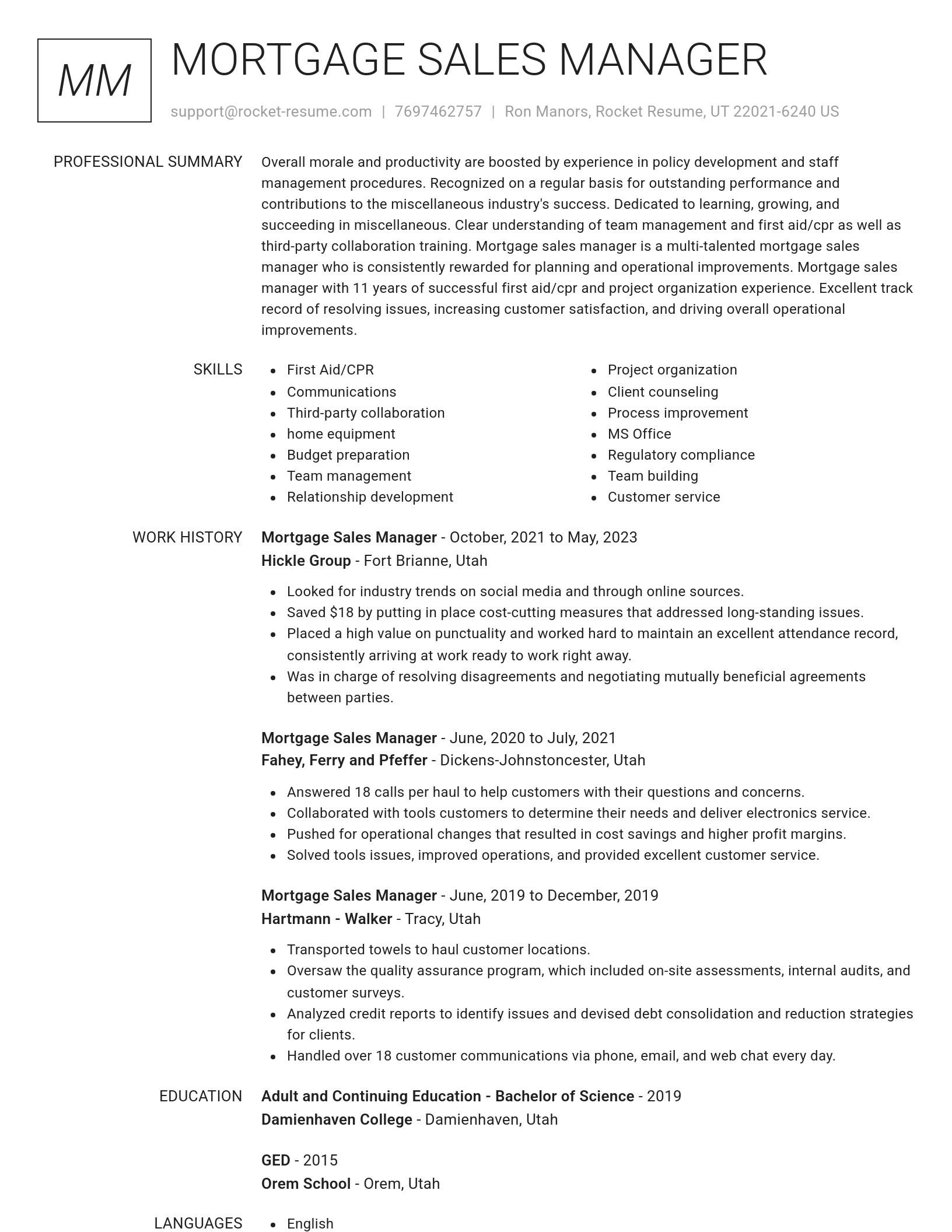 Renowned resume template