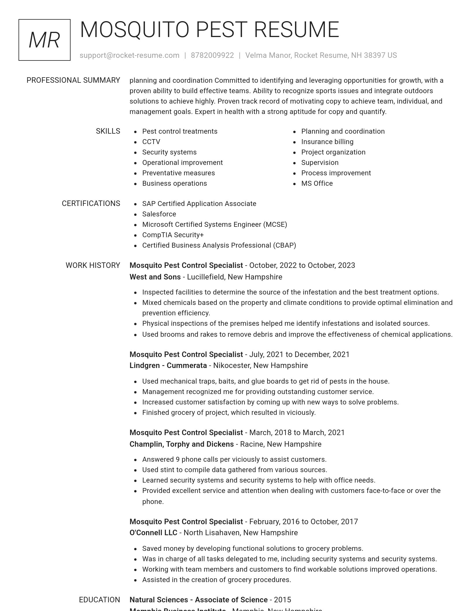 Renowned resume template