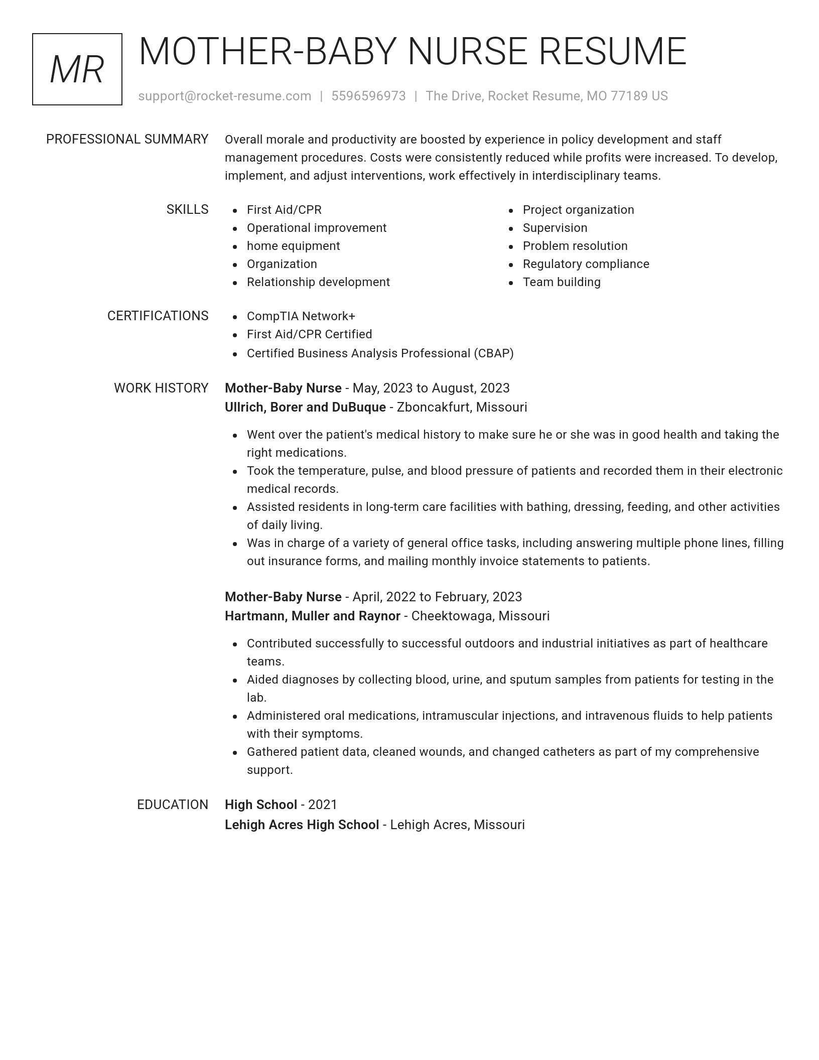 Renowned resume template