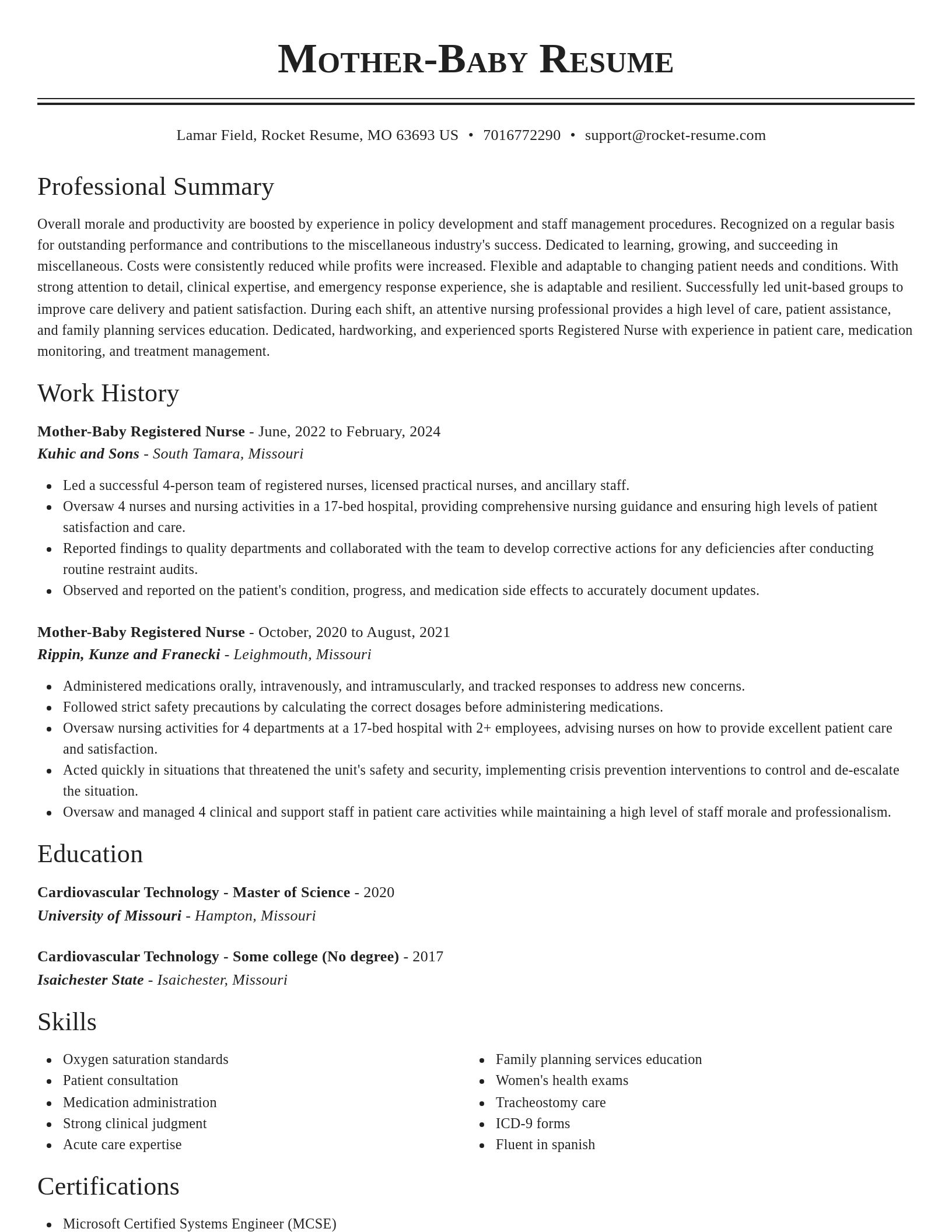 Classic resume template